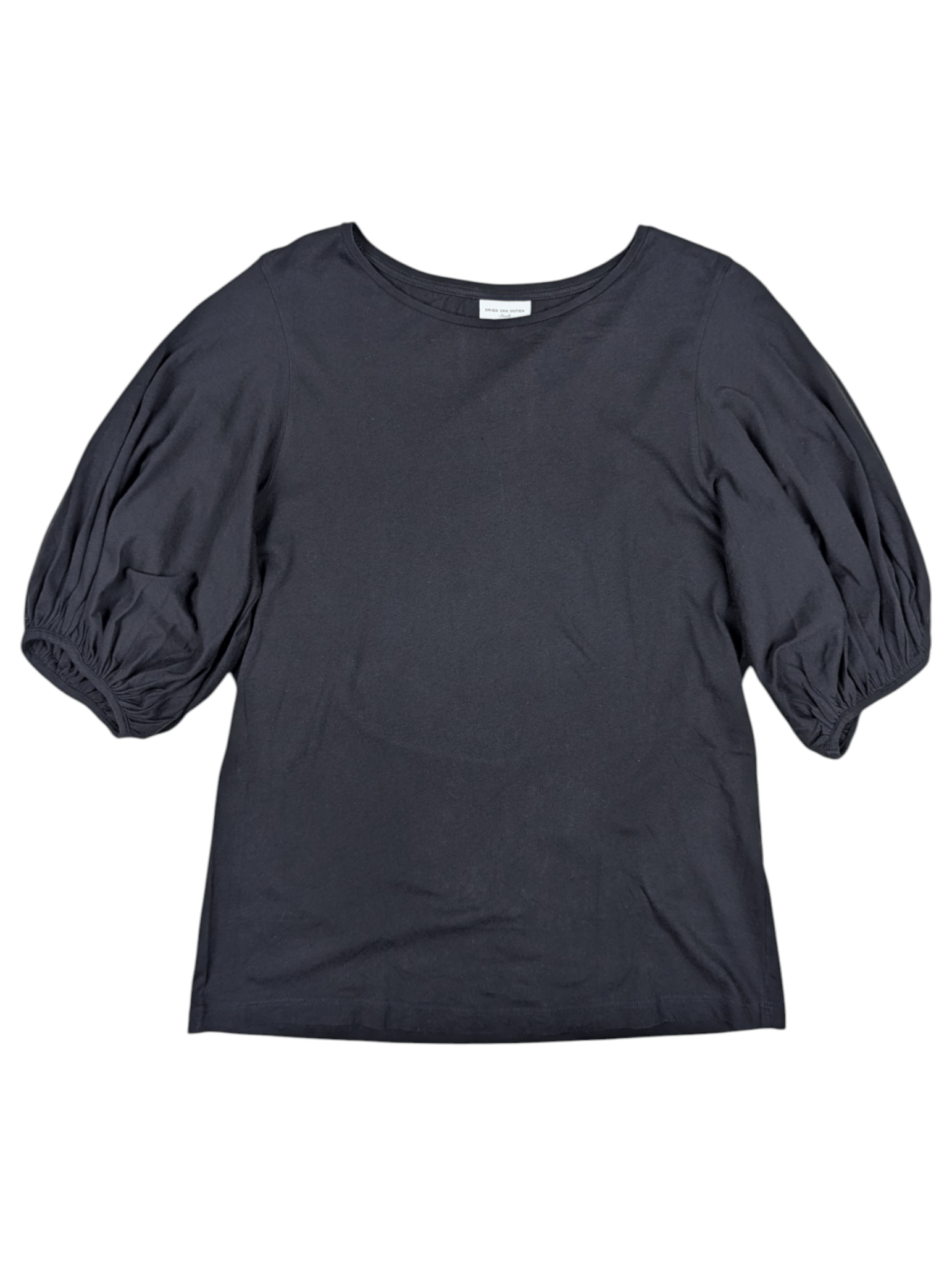 Black Tee With Puffed Sleeves, Women's