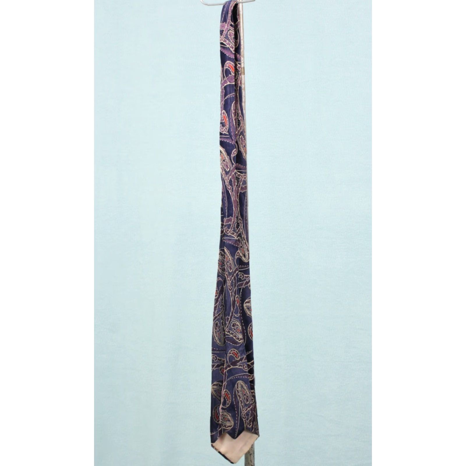 Vintage VTG 1930s Necktie Blue Paisley Pattern 30s Tie Men's Shirt Size ONE SIZE - 4 Thumbnail