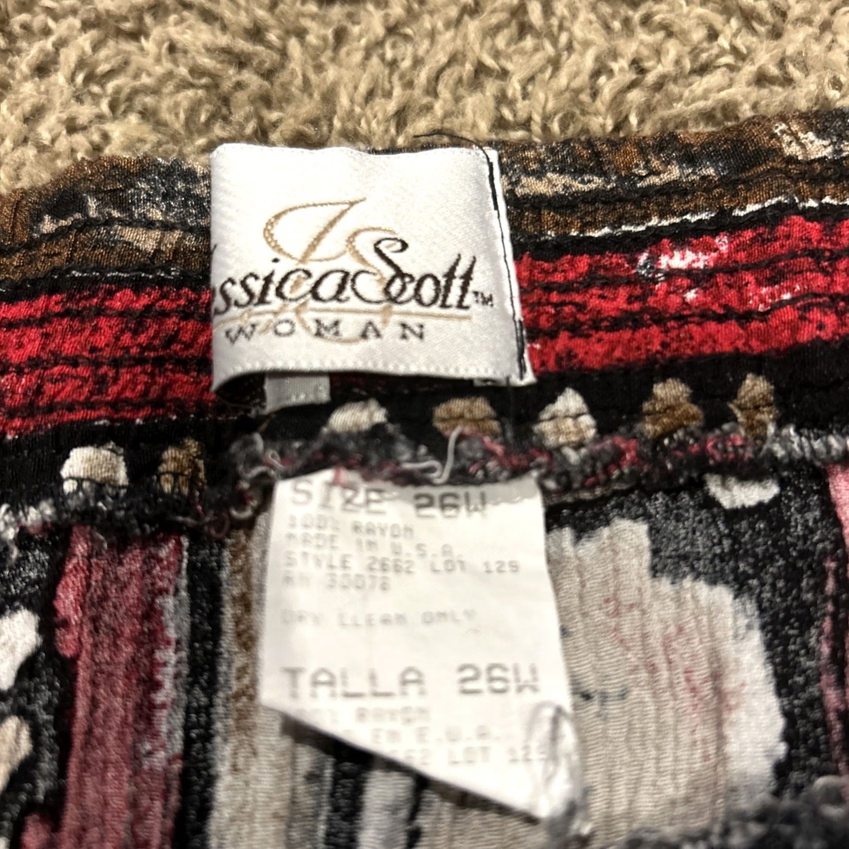 Vintage Jessica Scott Womens Size 26W Rayon Skirt Red B15 Size 26" / US 2 / IT 38 - 2 Thumbnail