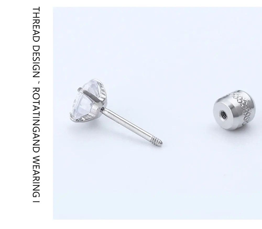 Jewelry Medical Stainless steel Crystal Zircon Ear Studs Earrings Size ONE SIZE - 4 Thumbnail