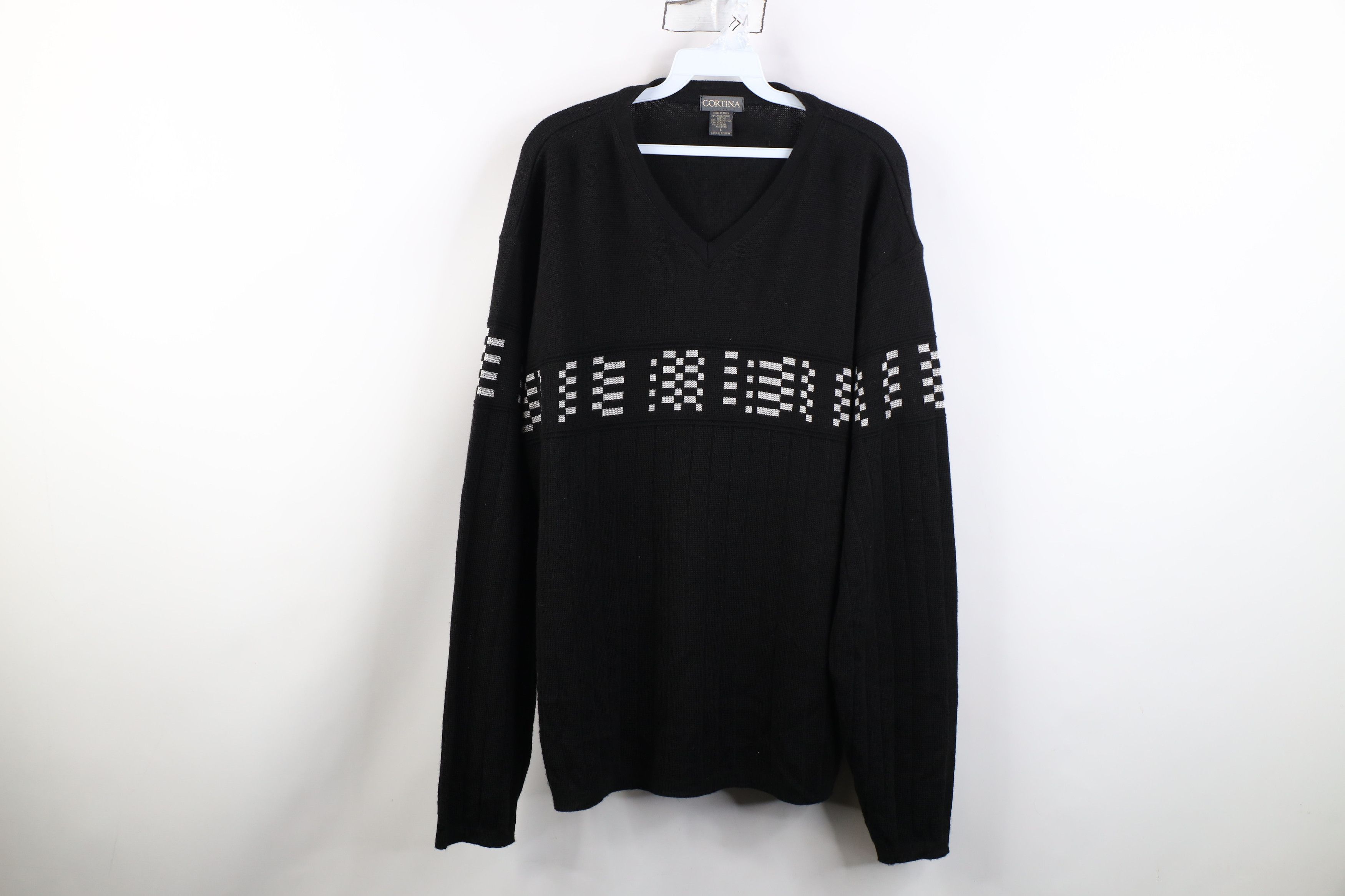 Vintage Vintage 90s Streetwear Merino Wool Blend Checkered Sweater Size US L / EU 52-54 / 3 - 1 Thumbnail