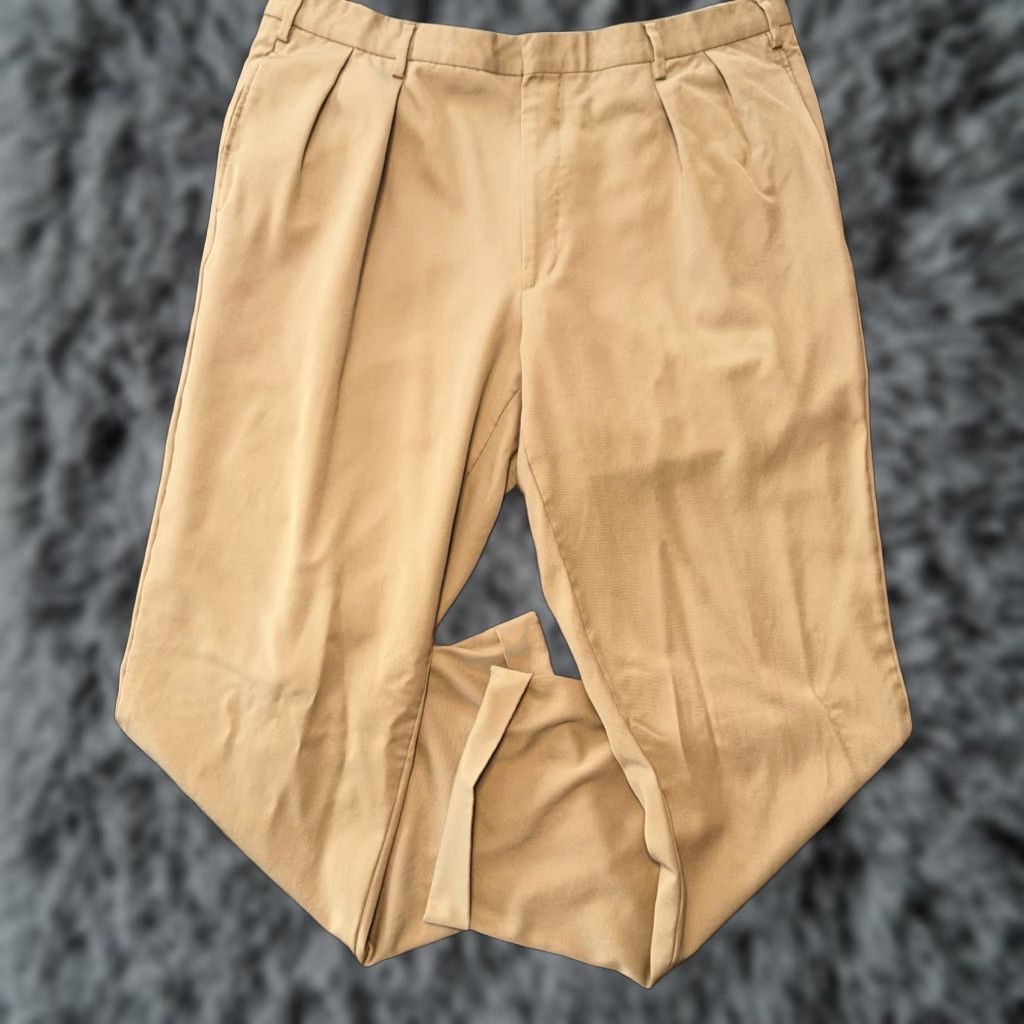 Vintage Ben Silver Charleston Pants Men’s 37x30 Beige Pleated Cuffed Straight 80s USA Men's Dress Pants Size US 38 / EU 54 - 1 Thumbnail