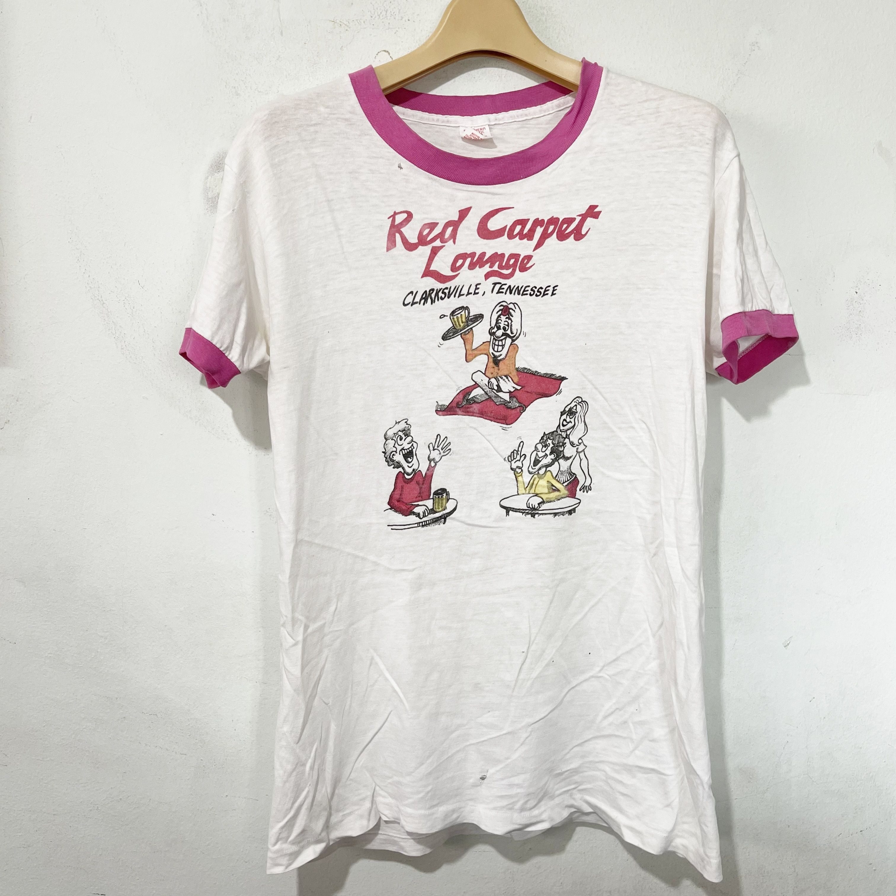 Vintage Vintage 80s Red Carpet Lounge Ringer T-Shirt Size US XS / EU 42 / 0 - 1 Thumbnail