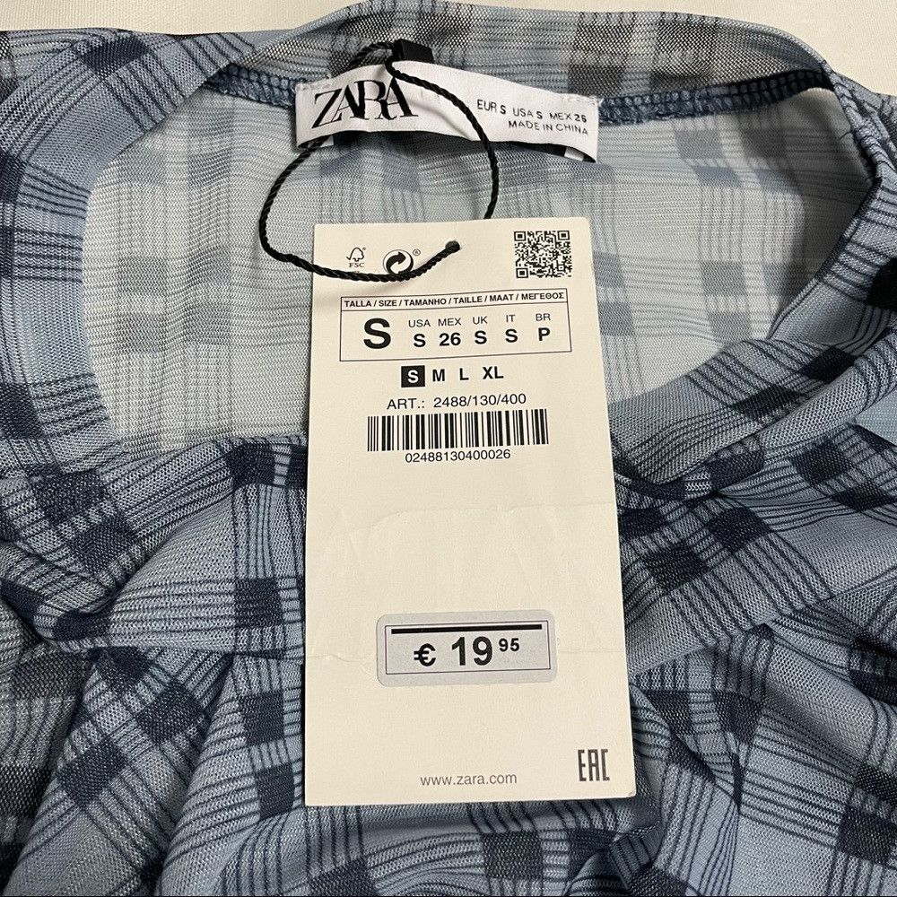 Zara NWT New Zara Knit Sleeve Plaid Mesh Crop Top Size S Size S / US 4 / IT 40 - 7 Thumbnail