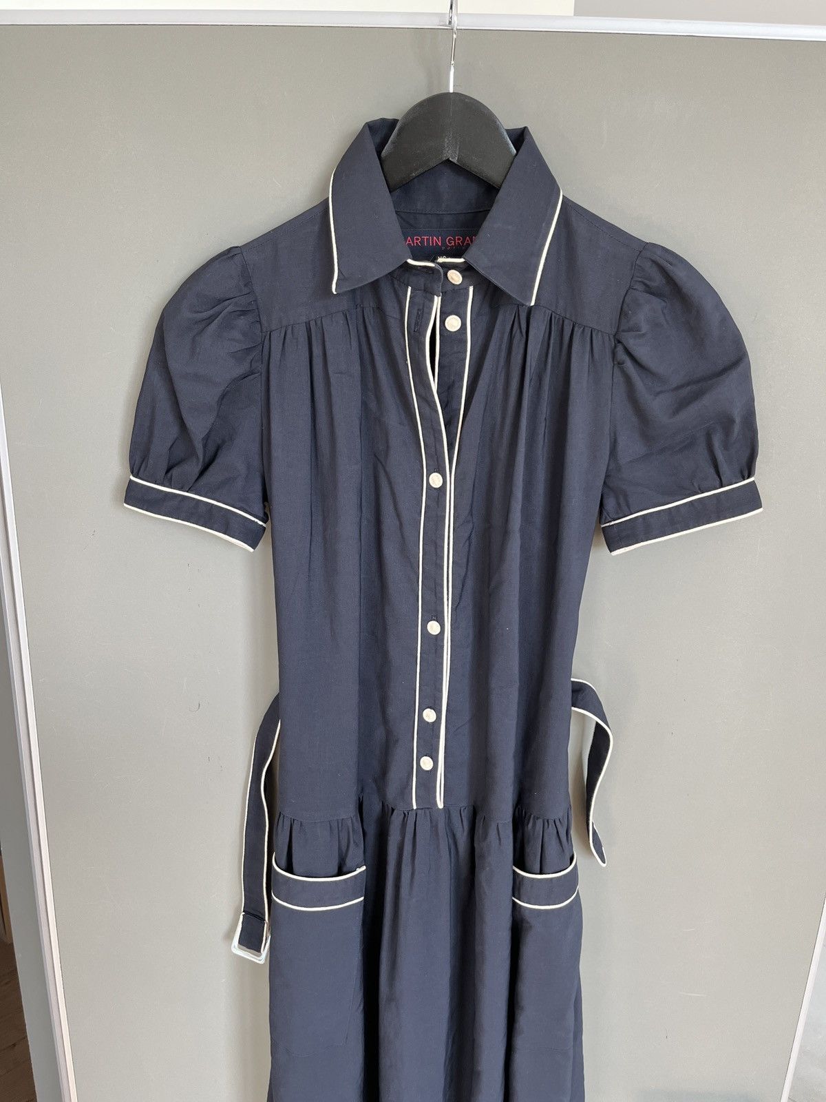 Other Martin Grant Vintage Style PinUp Long Navy Blue Dress Size XS / US 0-2 / IT 36-38 - 3 Thumbnail