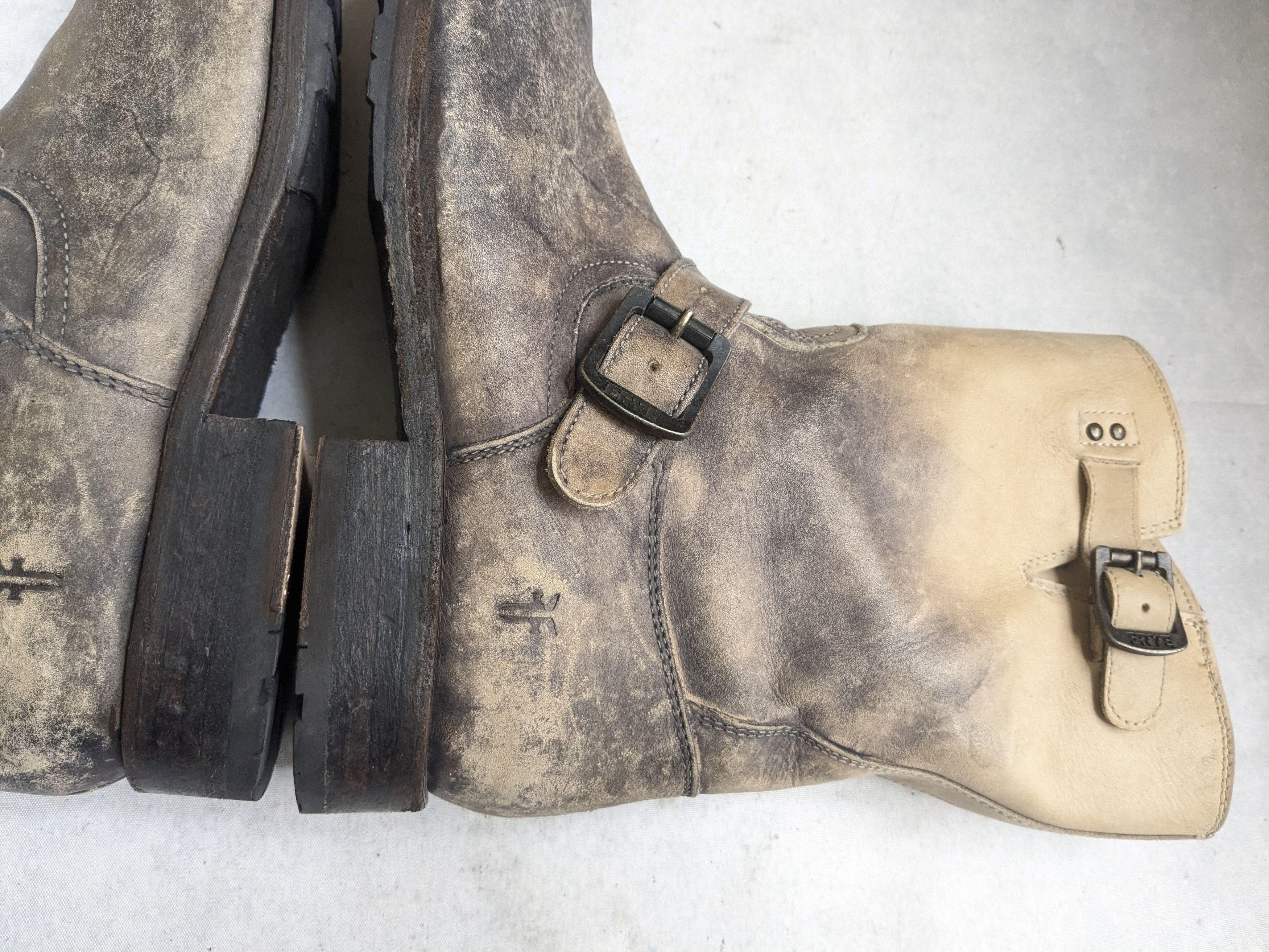 Frye Frye Engineer Boots Stonewash Leather 10.5 D Buckle Straps Size US 10.5 / EU 43-44 - 9 Thumbnail