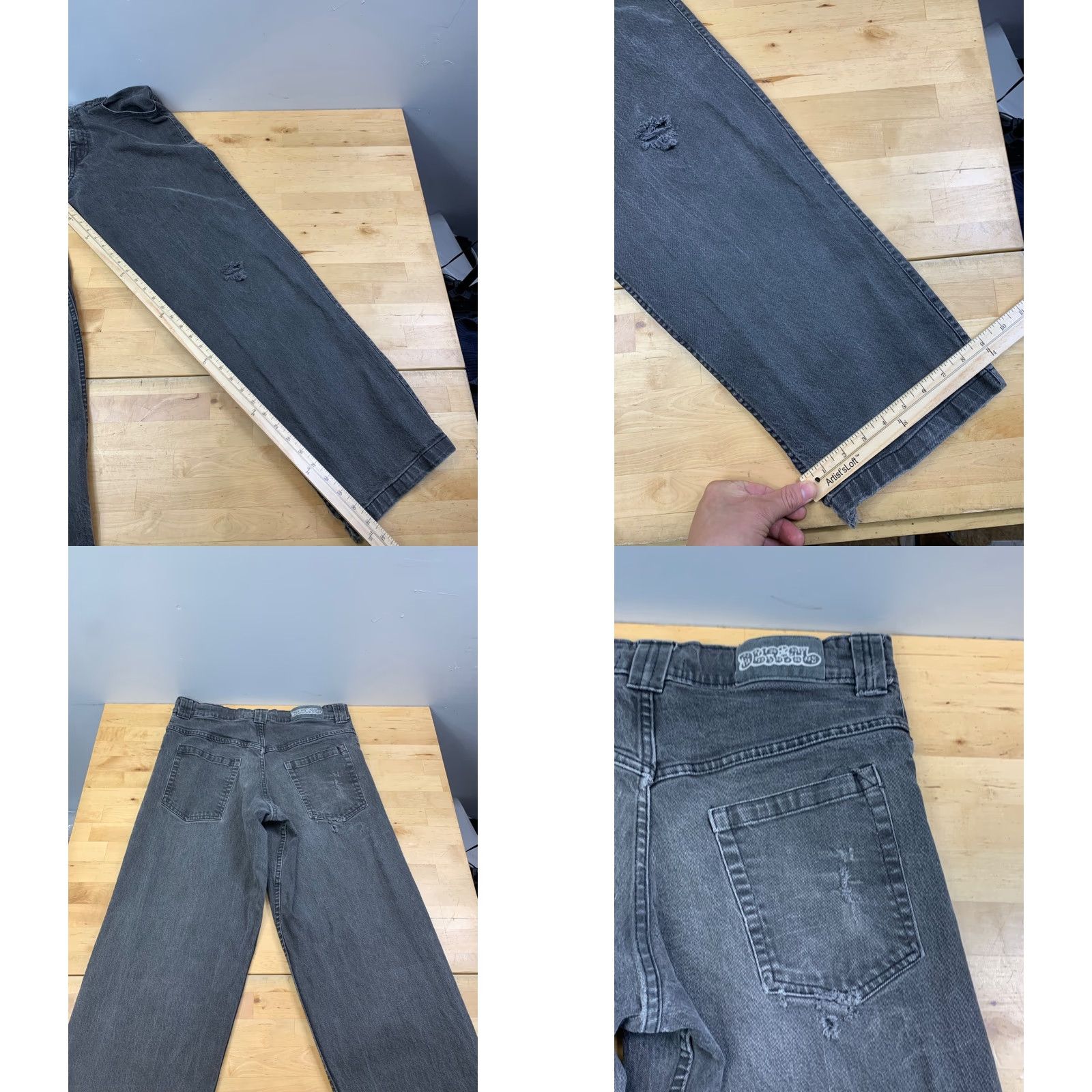 Denime 77 Denim Jeans Men M Black Faded Skate Baggy Loose Grunge 12857 Size US 31 - 8 Thumbnail