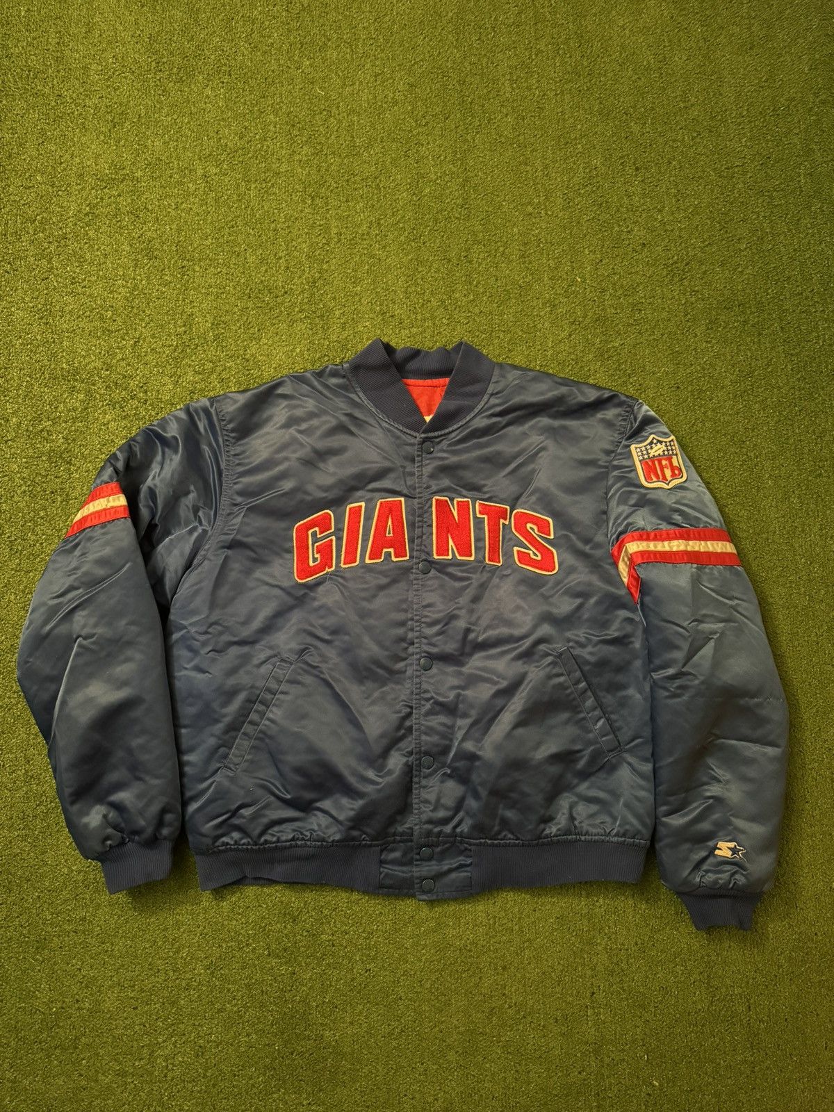 image of Starter Nfl New York Giants Starter Football Jacket in Blue, Men's (Size XL)