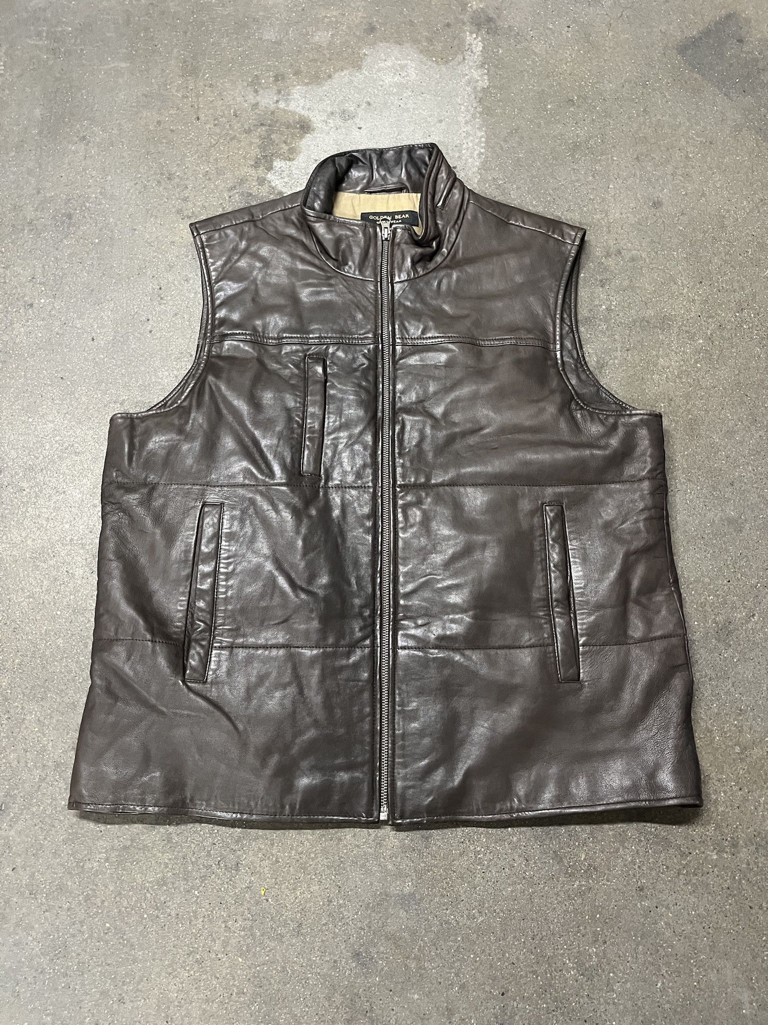Golden Bear × Leather × Vintage Vintage 1990s Golden Bear Leather Vest Size M Size US M / EU 48-50 / 2 - 1 Thumbnail