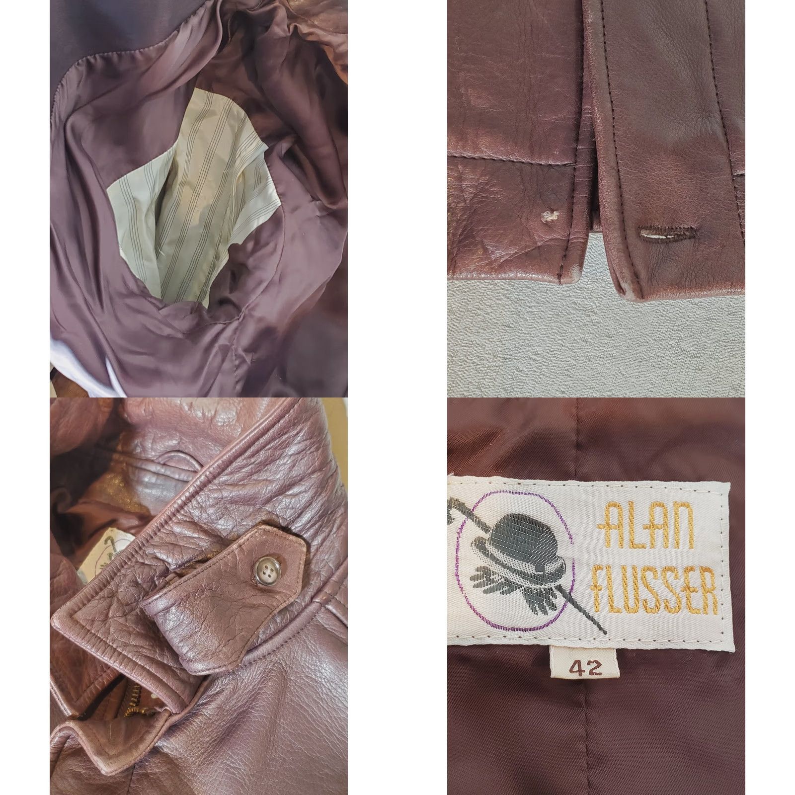 Vintage VINTAGE Alan Flusser Brown Leather Bomber Motorcycle Jacket Elastic Hem Mens 42 Size US XS / EU 42 / 0 - 9 Thumbnail