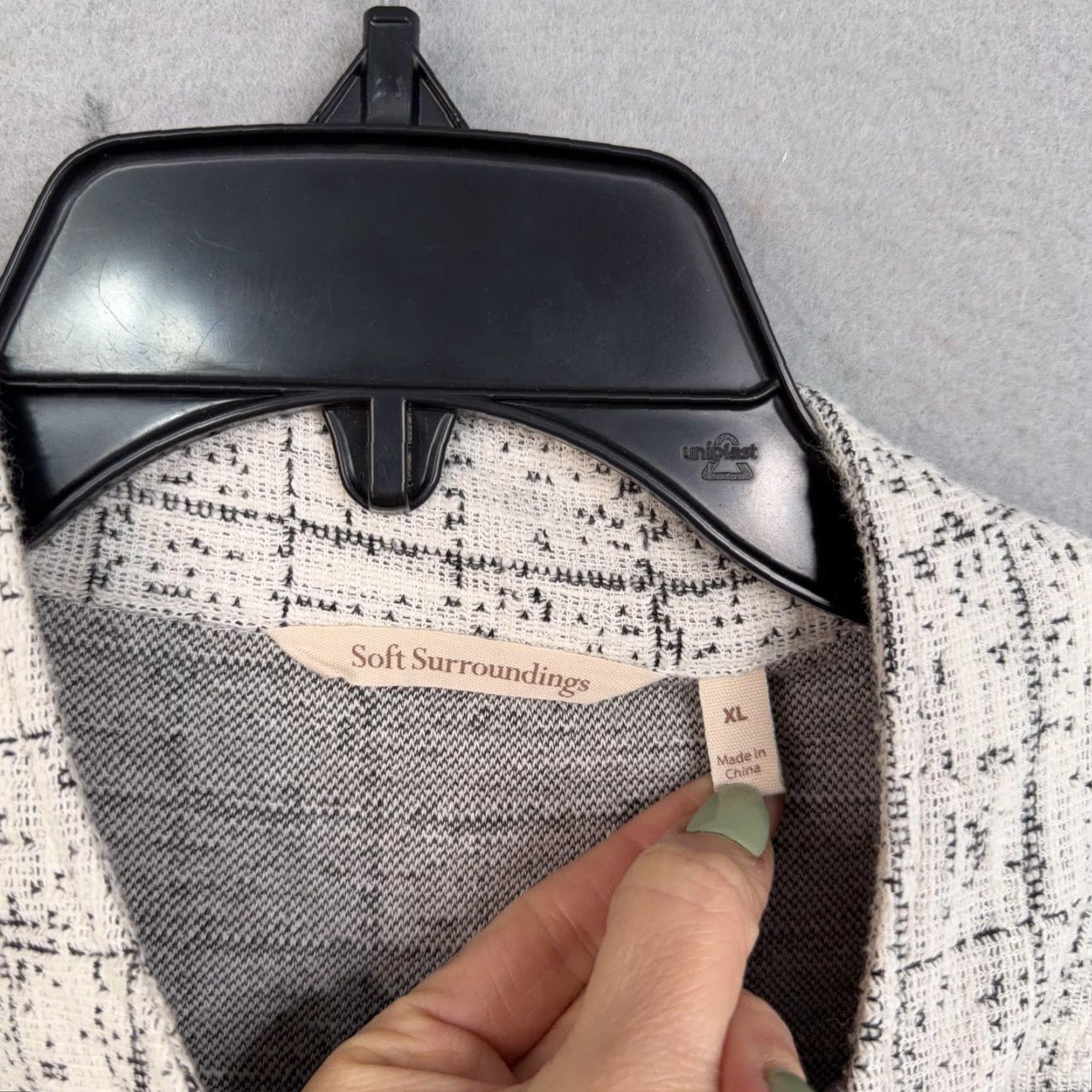 Soft Surroundings Soft Surroundings Jacket Womens XL White Check Knit Full Zip Pockets Casual Size XL / US 12-14 / IT 48-50 - 4 Thumbnail