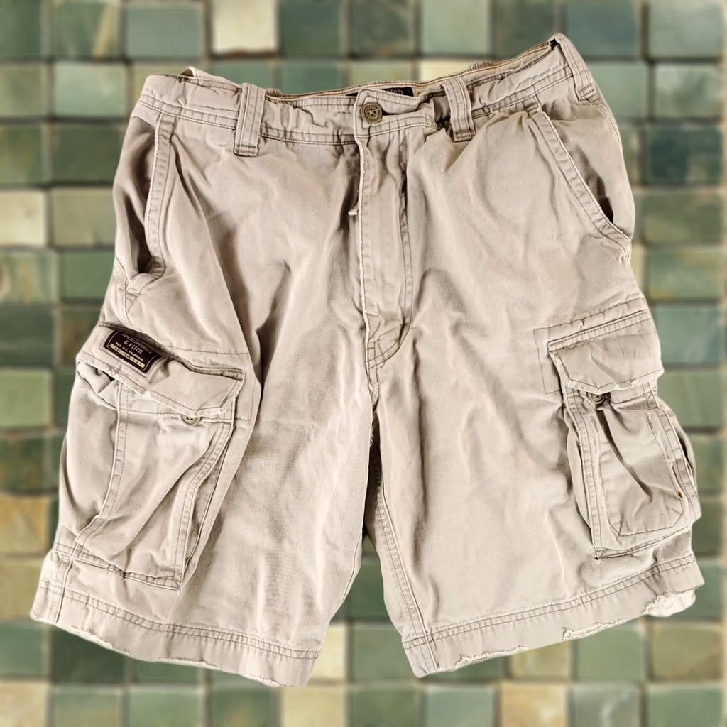 Abercrombie & Fitch Abercrombie & Fitch Cargo Shorts Tan Distressed Holes Zip Drawstring Mens 32 Beige Size US 32 / EU 48 - 1 Thumbnail