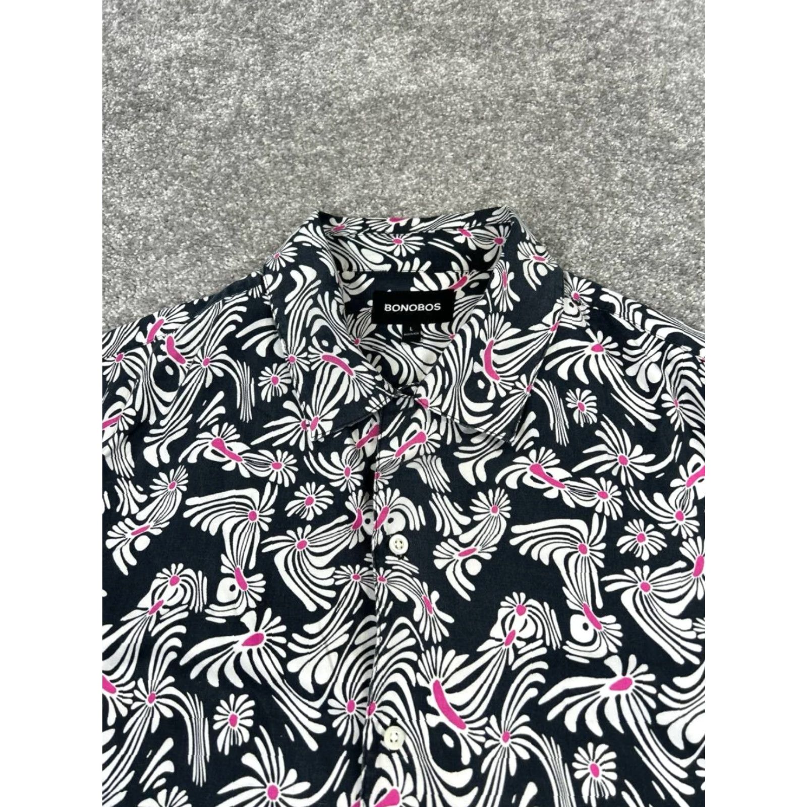 Bonobos Bonobos Shirt Mens Large Black White Pink Floral Button Up Size US L / EU 52-54 / 3 - 2 Thumbnail
