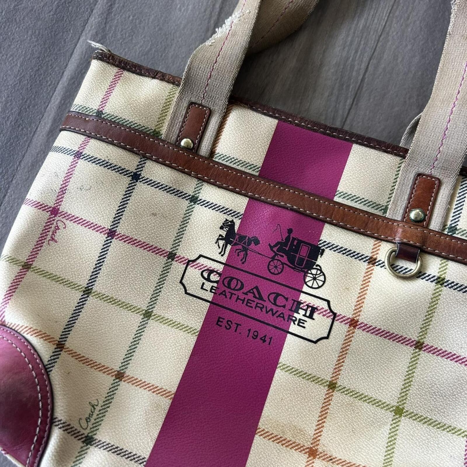 Coach Vintage Coach multicoloured plaid tote bag purse Size ONE SIZE - 2 Thumbnail