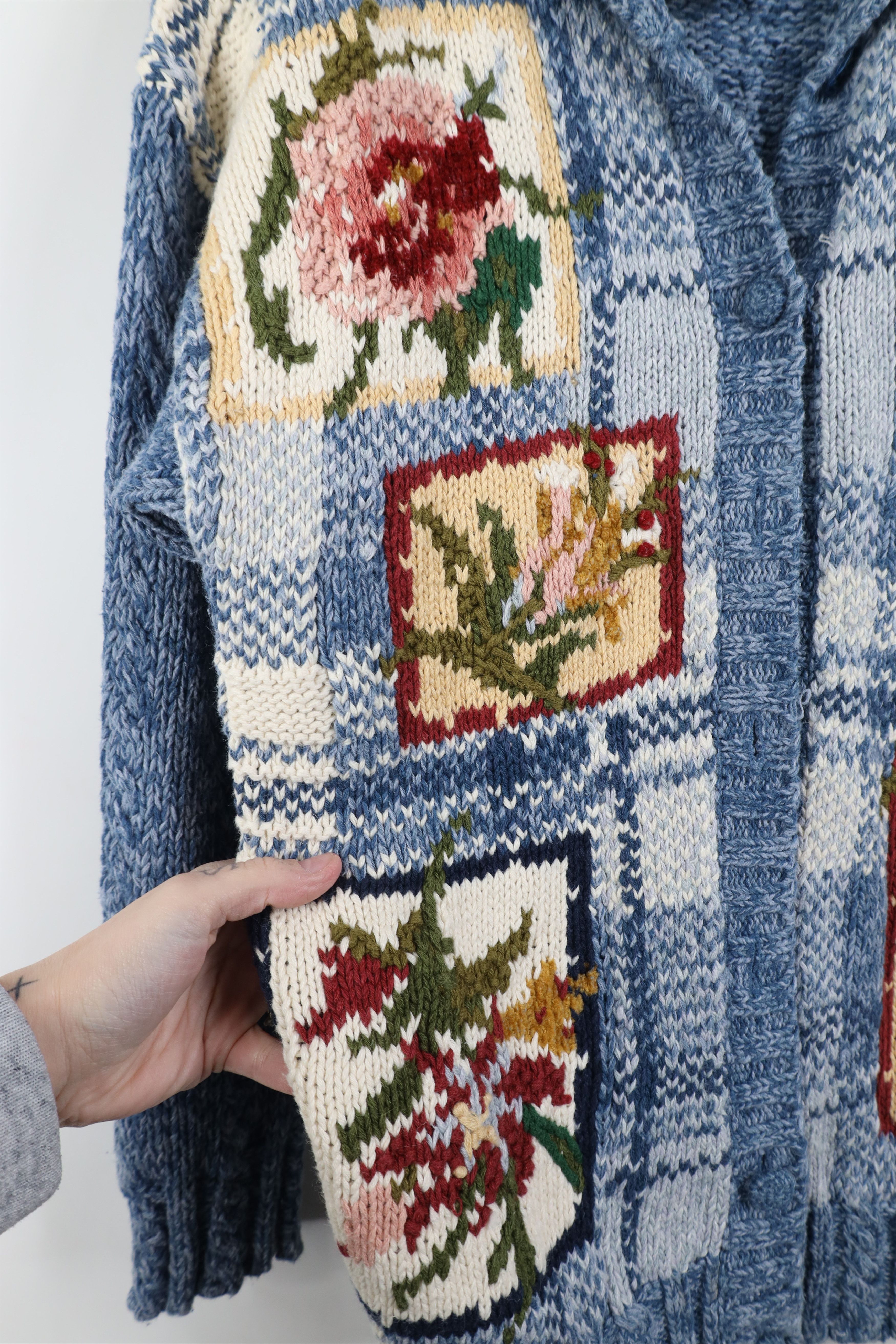 Vintage Vintage 90s Streetwear Embroidered Flower Cardigan Sweater Size M / US 6-8 / IT 42-44 - 8 Thumbnail