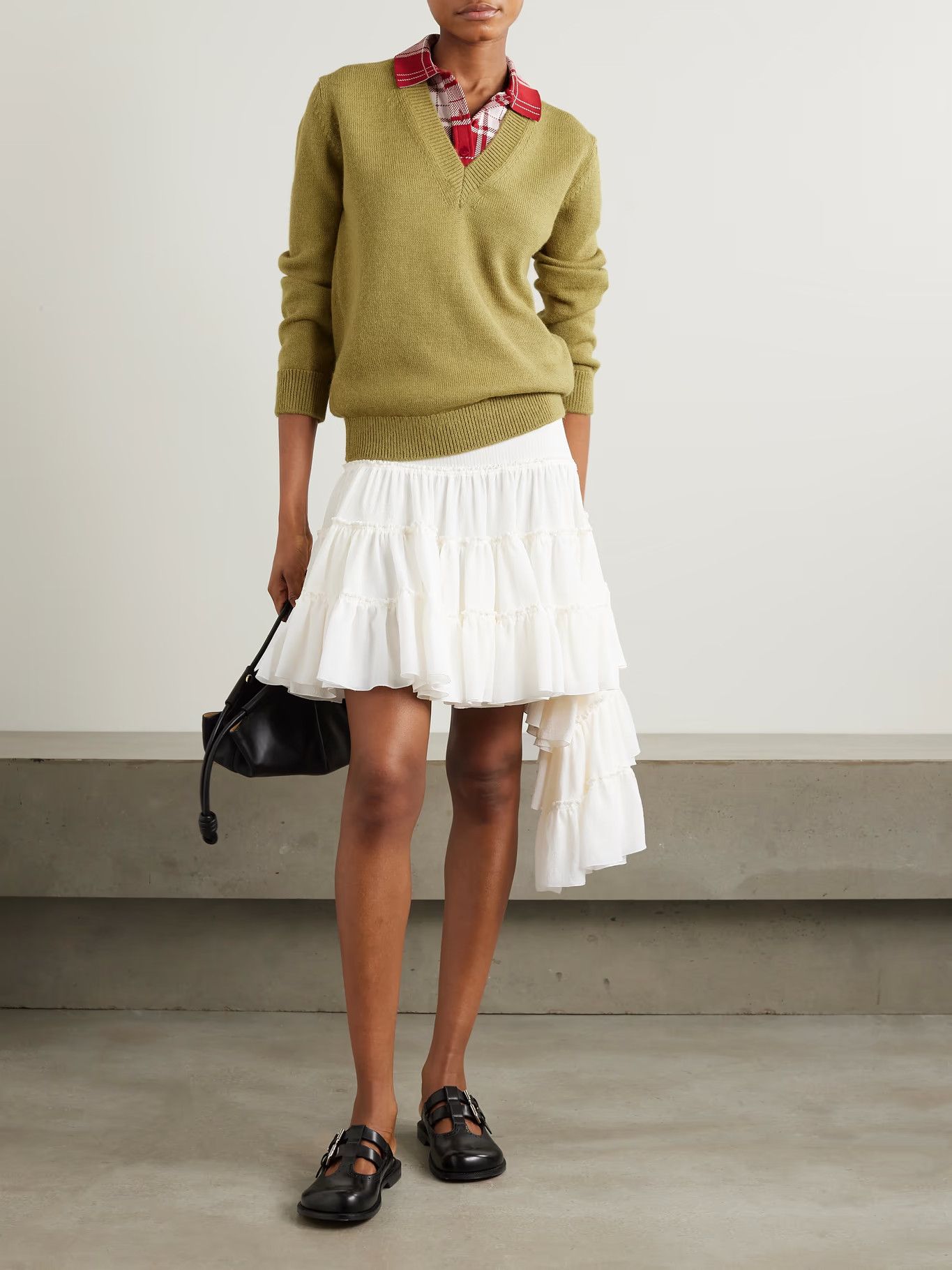 Loewe o1y1025 Mini Skirt in Off-White Size 30" / US 8 / IT 44 - 2 Thumbnail