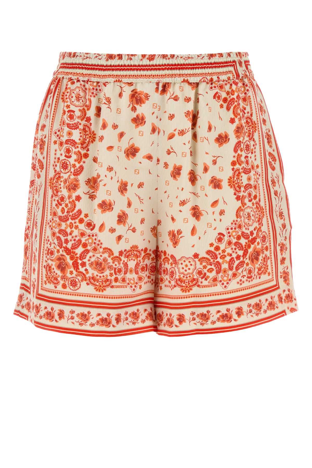 Fendi Printed Silk Shorts Size 28" / US 6 / IT 42 - 1 Thumbnail