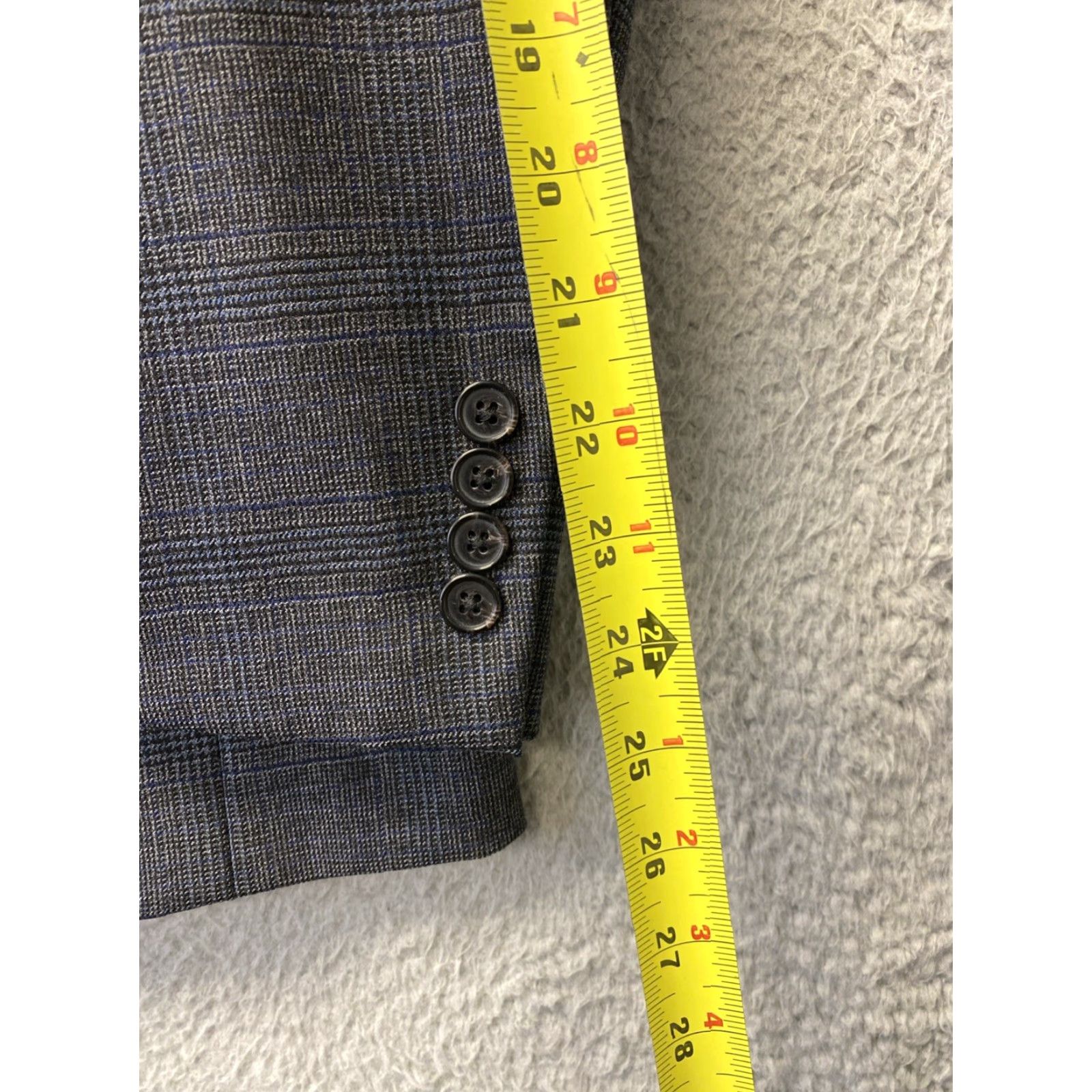 Ralph Lauren VINTAGE Ralph Lauren Blazer Jacket Glen Plaid Houndstooth 46R Gray Wool Mens Size 46R - 5 Thumbnail
