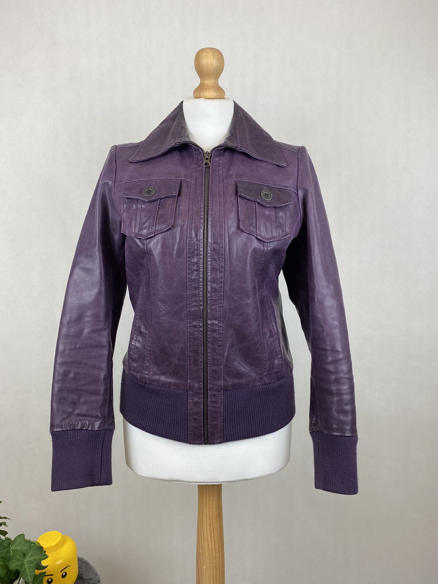 Genuine Leather × Vintage real leather jacket purple rare big pullers Size S / US 4 / IT 40 - 3 Thumbnail