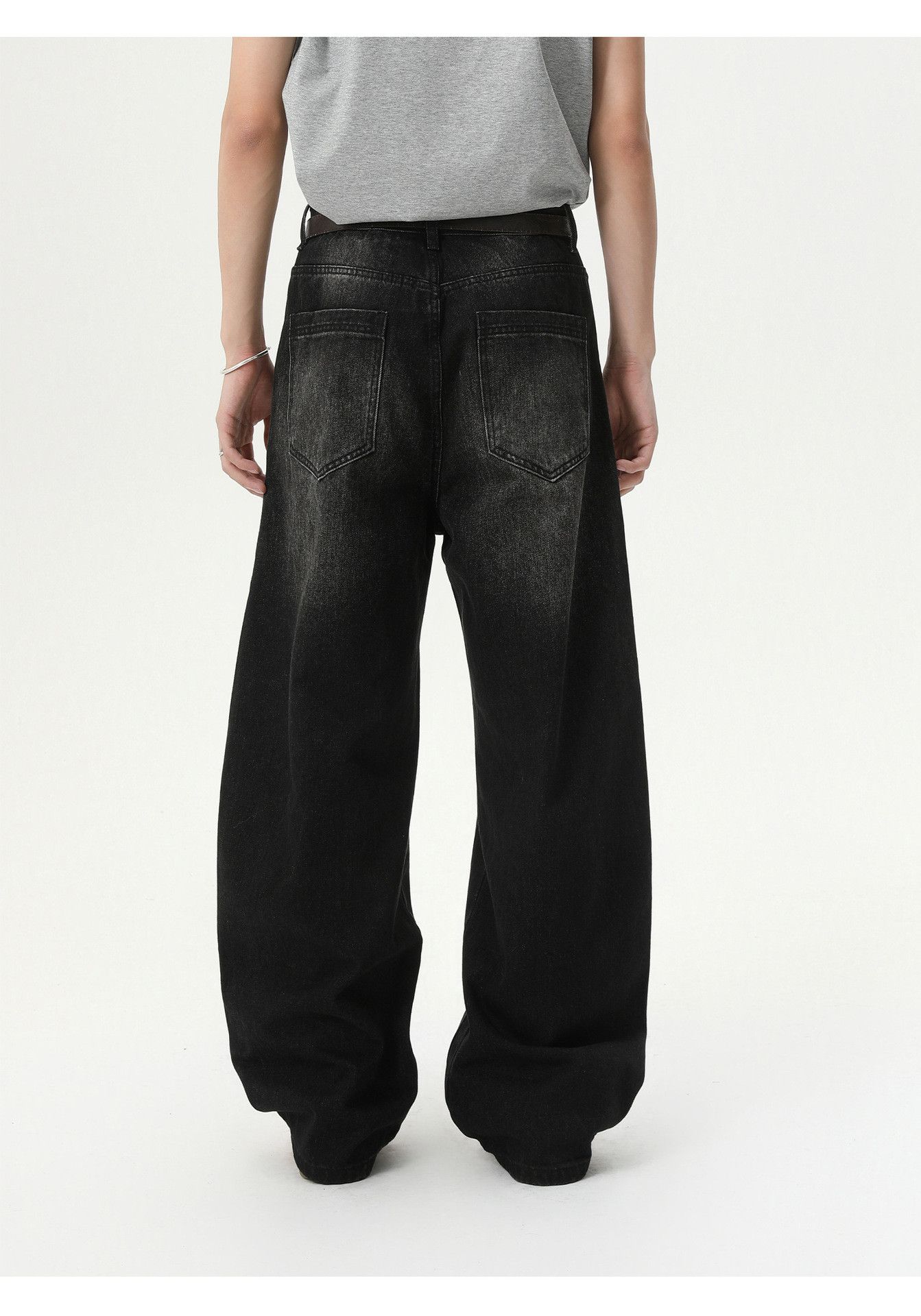 Vintage Men's distressed casual loose wide-leg washed curved jeans Size US 32 / EU 48 - 5 Thumbnail