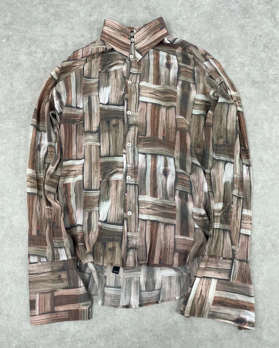 2000s Dolce & Gabbana Beige & Brown Abstract Shirt