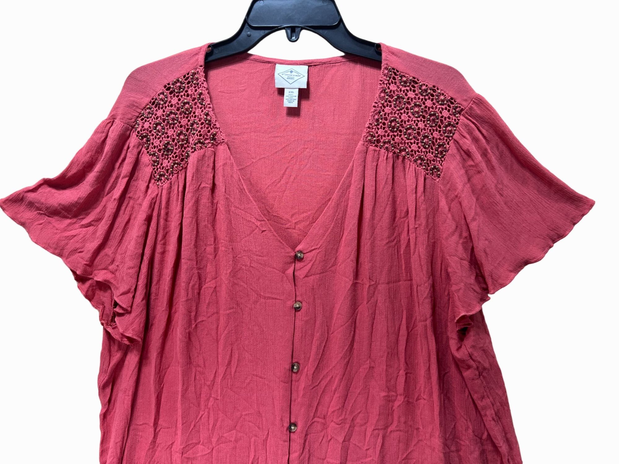 Other ST JOHN'S BAY - Women's Short Sleeve Button Down Blouse - Pi Size XXL / US 16-18 / IT 52-54 - 13 Thumbnail