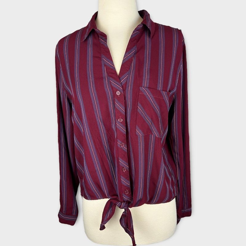 Nordstrom Lila Li | Cecil Tie Front Button Up Shirt | Size Small Size S / US 4 / IT 40 - 2 Thumbnail