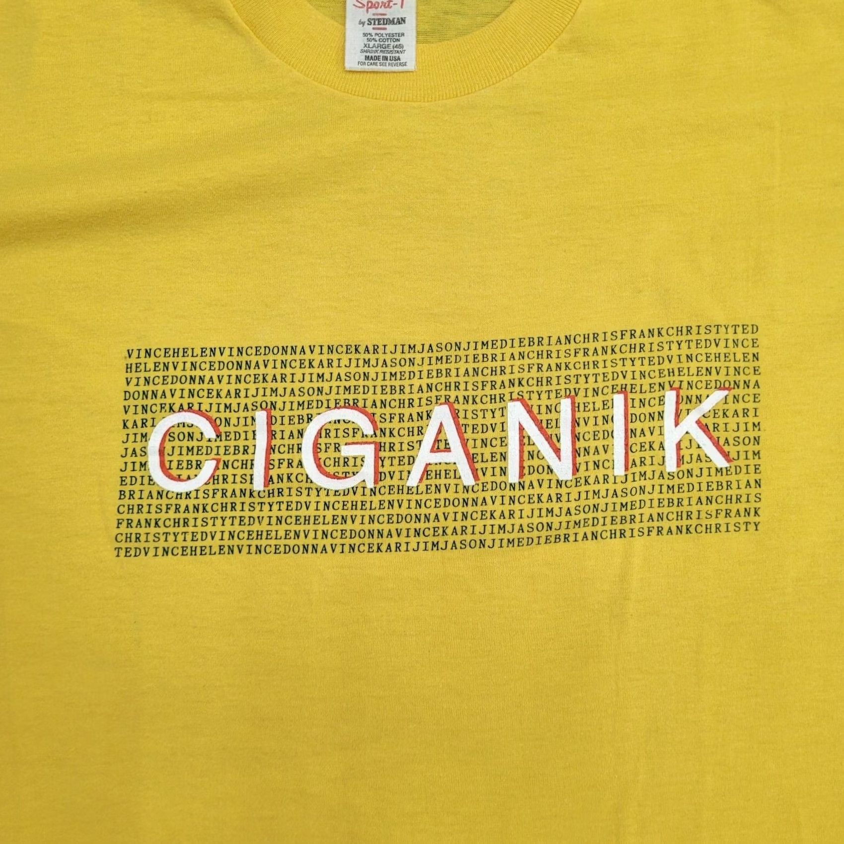 Vintage VINTAGE Stedman Sport-T Ciganik Shirt M/L 20x27 USA Single-Stitch Graphic Tee Yellow Crew Neck Short Sleeve Knit Cotton Polyester T-Shirt 80s Mens Size US L / EU 52-54 / 3 - 3 Thumbnail