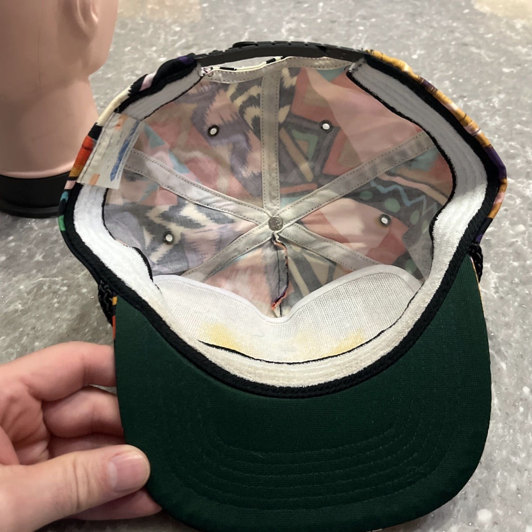 Vintage VINTAGE Kobelco Geometric Print Snapback Hat Size ONE SIZE - 5 Thumbnail