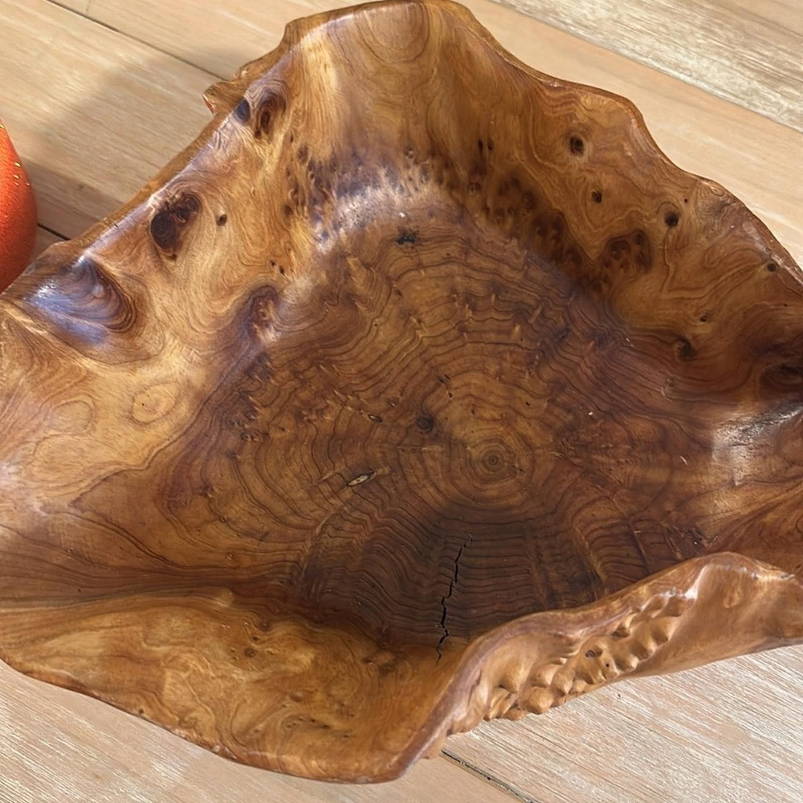 Vintage Stunning Burlwood Birdseye Wooden Bowl Vintage 12.5” Size ONE SIZE - 5 Thumbnail