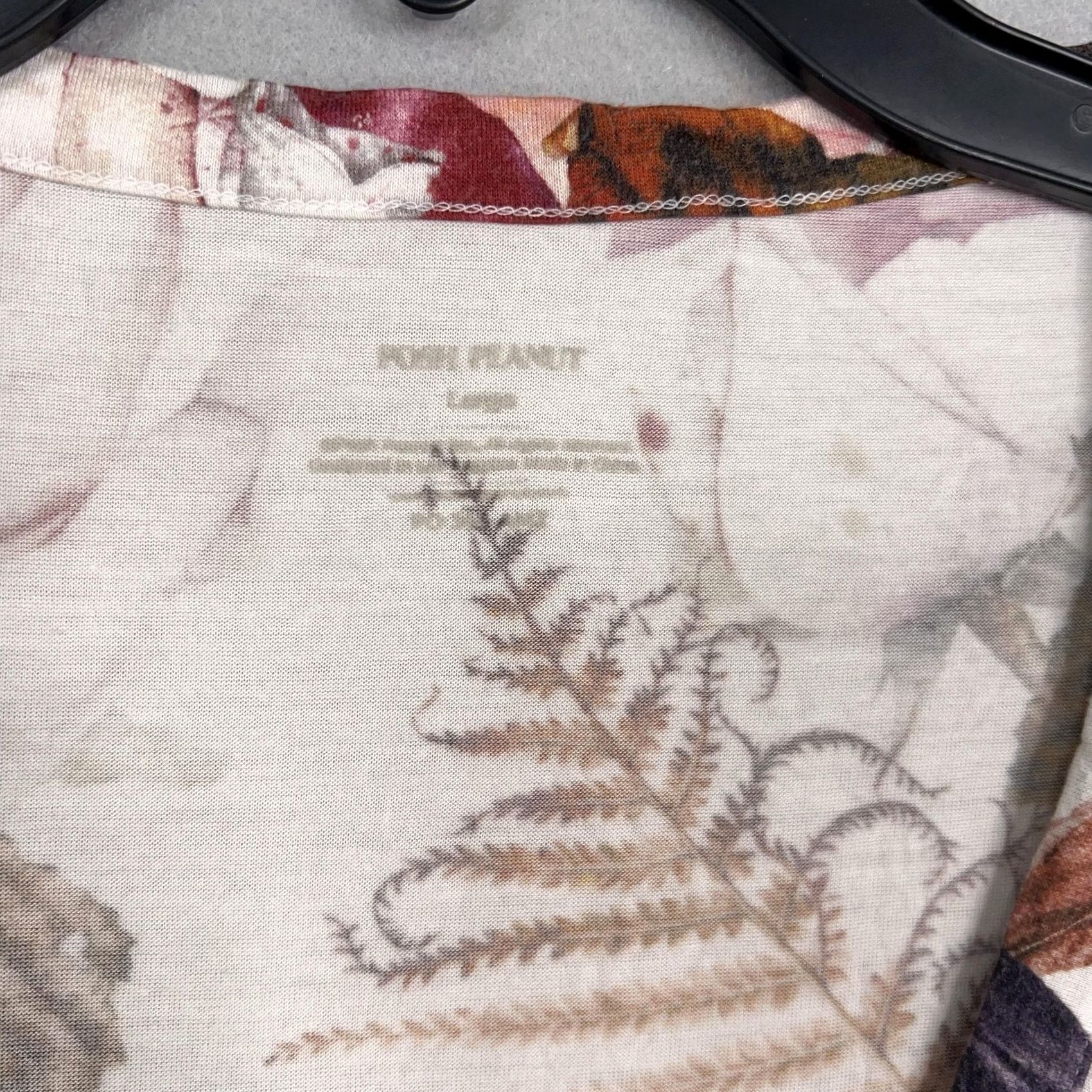 Vintage Posh Peanut Shirt Womens Large Floral Roses V Neck Henley Bamboo Casual Size L / US 10 / IT 46 - 4 Thumbnail