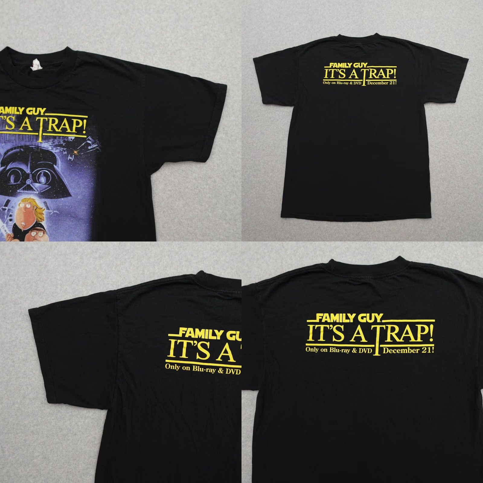 AAA Family Guy Tshirt Mens Large Black "It's a Trap" Movie Graphic Promo 21x27 Size US L / EU 52-54 / 3 - 8 Thumbnail