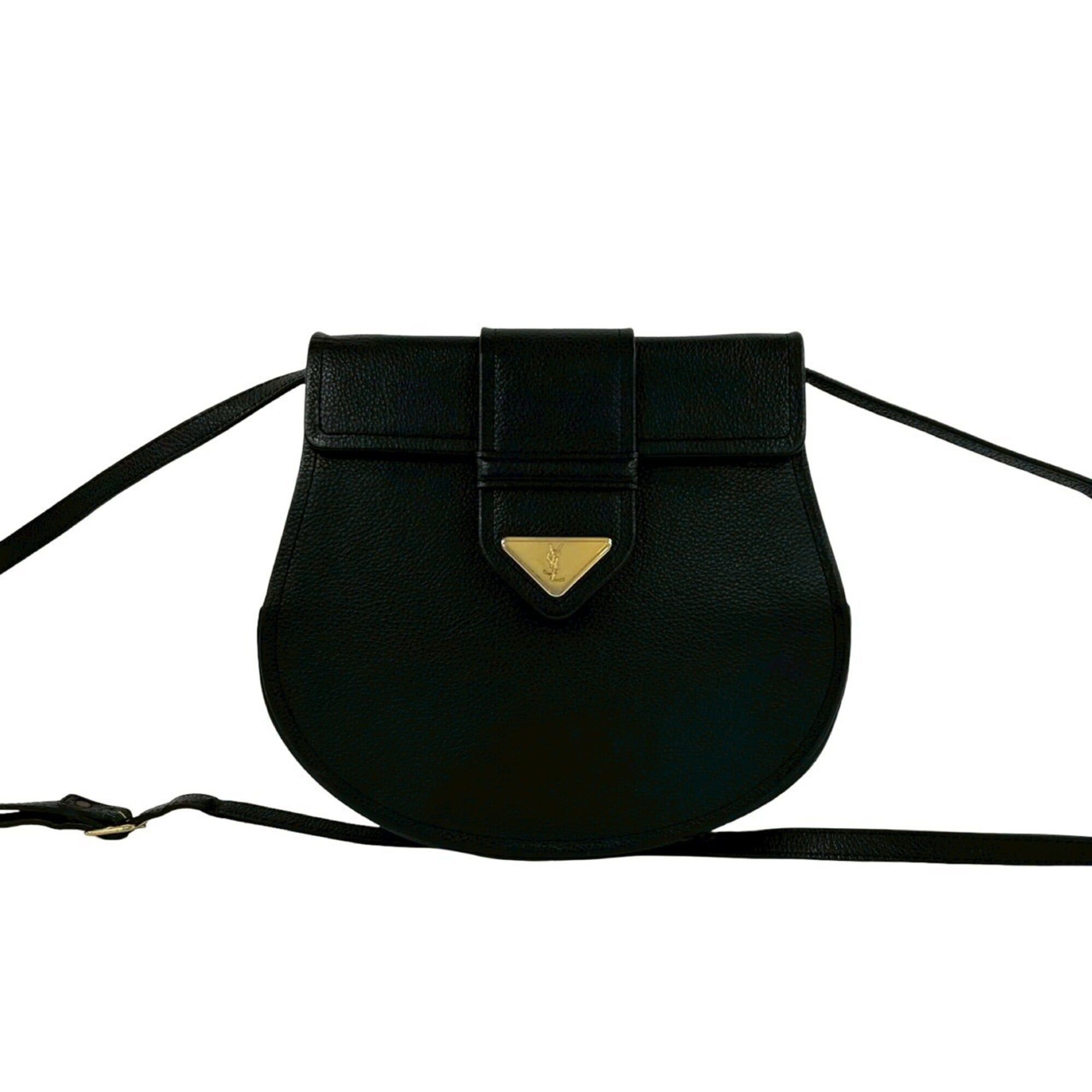 Yves Saint Laurent YVES SAINT LAURENT Vintage YSL Logo Hardware Leather Shoulder Bag Pouch Black 31463 Size ONE SIZE - 1 Thumbnail
