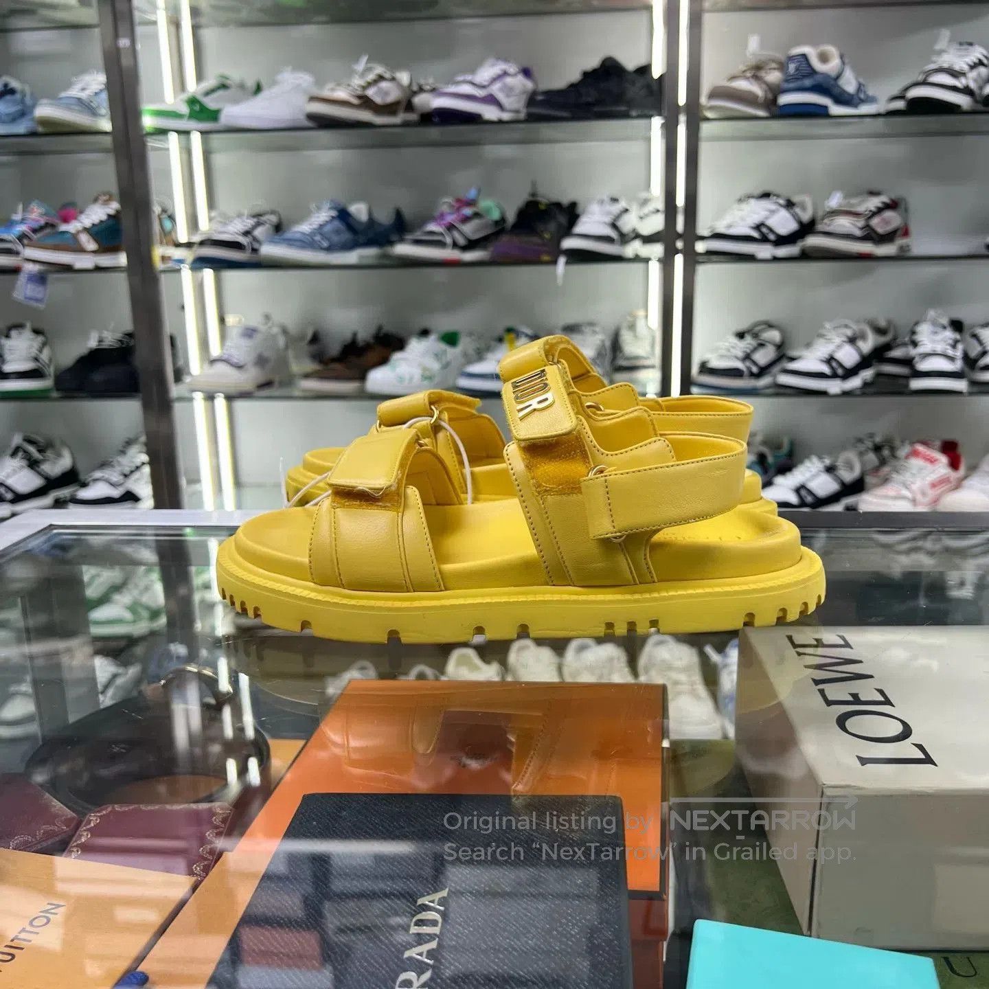 Dior dior yellow leather magic tape sandals. Size US 8 / IT 38 - 3 Thumbnail