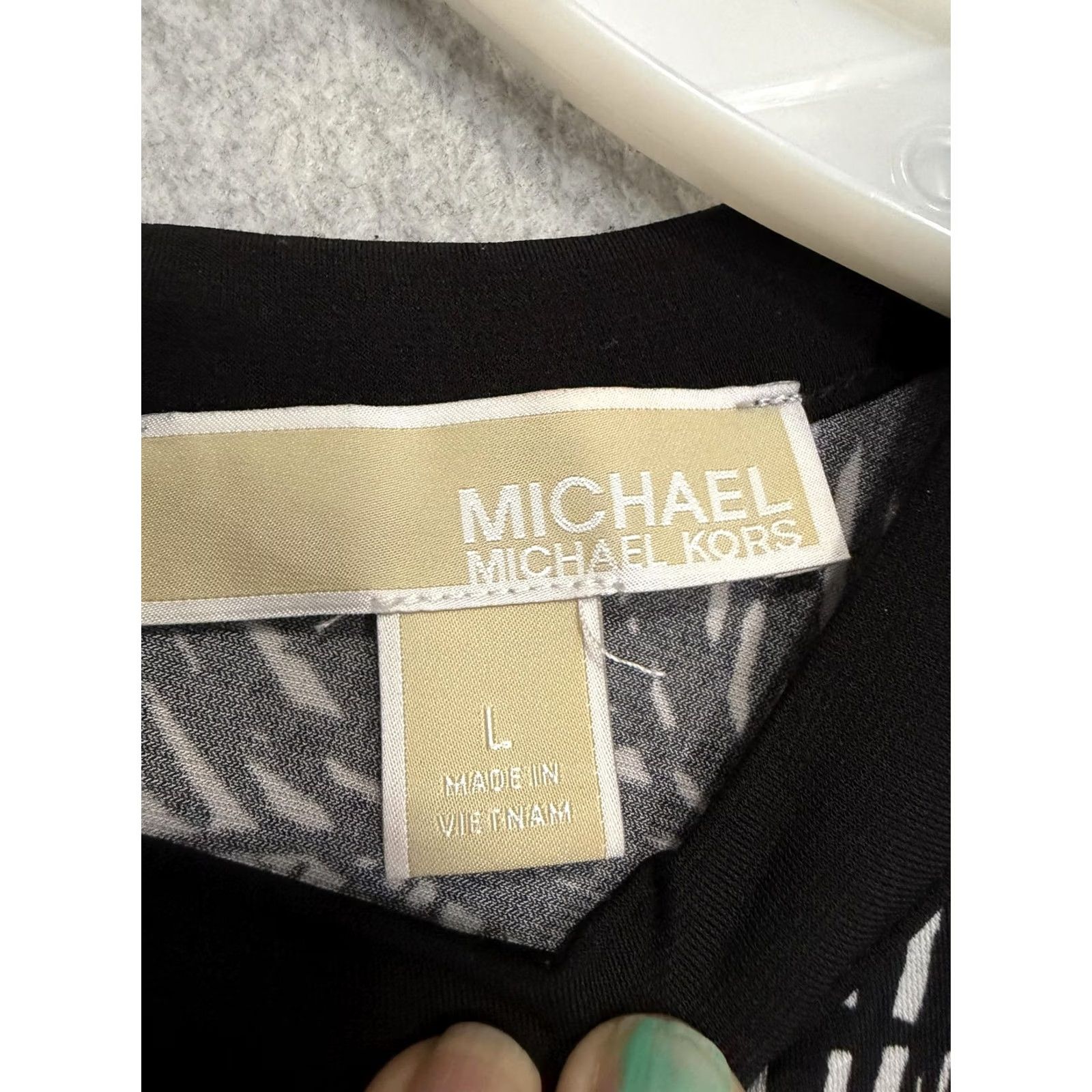 Vintage MICHAEL Michael Kors Dress Womens L Black Tropical Floral Bell Sleeve Jersey Size L / US 10 / IT 46 - 3 Thumbnail