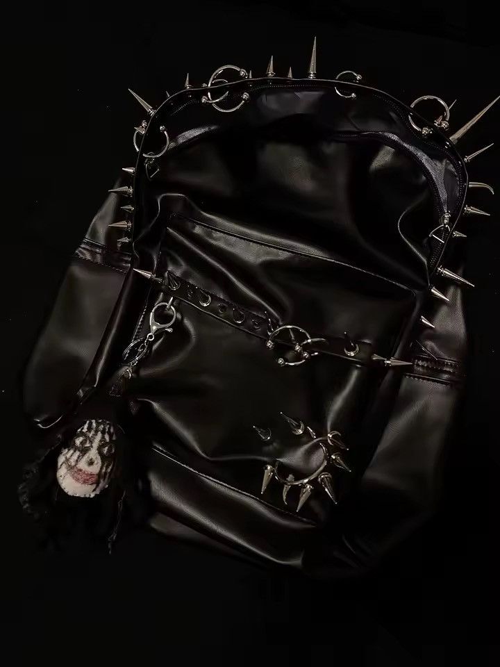 Other Punk Rivet Skull PU Leather Black Large Capacity Backpack Size ONE SIZE - 2 Thumbnail