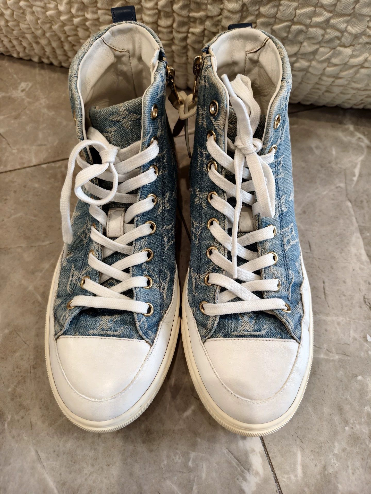 Louis Vuitton LV Denim High-Top Sneakers Size 37 (Fits 37.5) Pre-owned Size US 7 / IT 37 - 2 Thumbnail