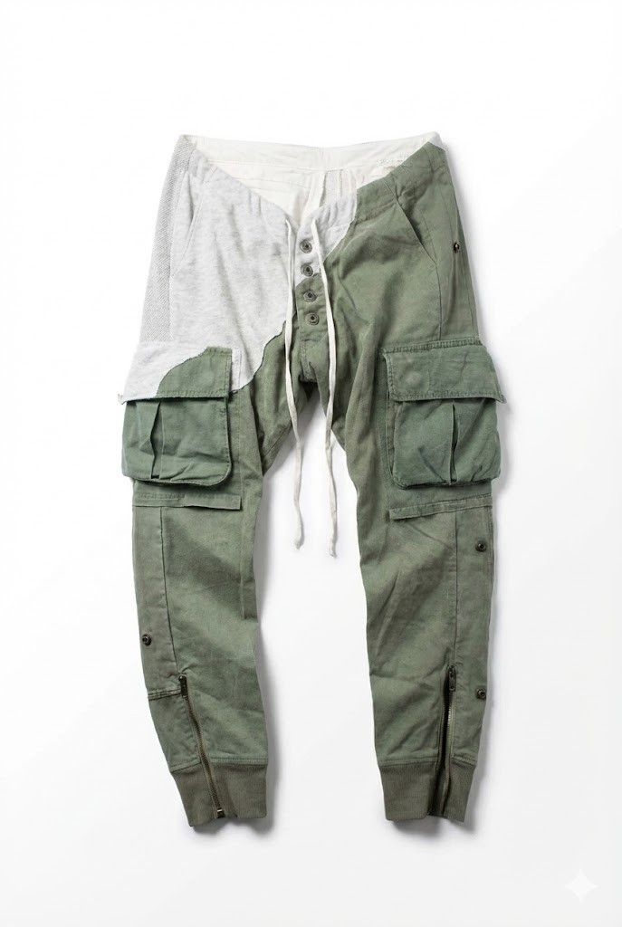 Greg Lauren Grey fleece / army tent slim cargo lounge pant Size US 30 / EU 46 - 1 Thumbnail