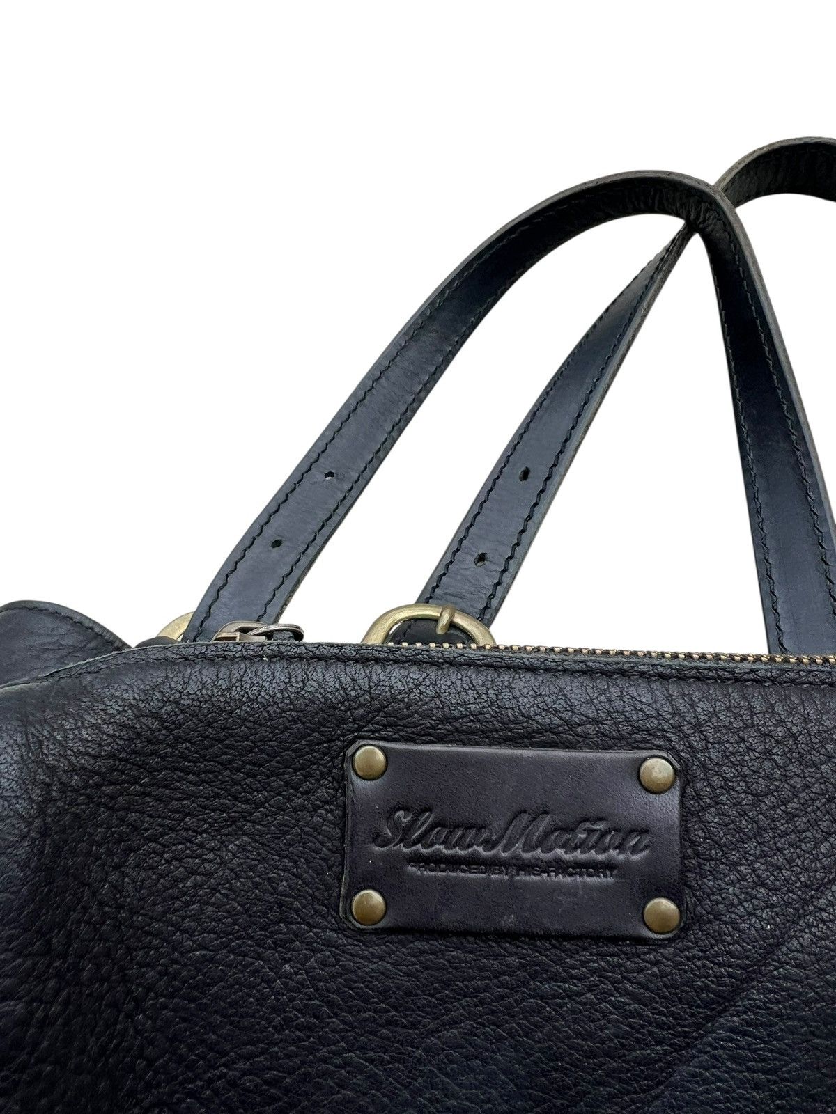 Leather Slow Motion Japan Patina Black Leather Tote Bag Size ONE SIZE - 22 Thumbnail