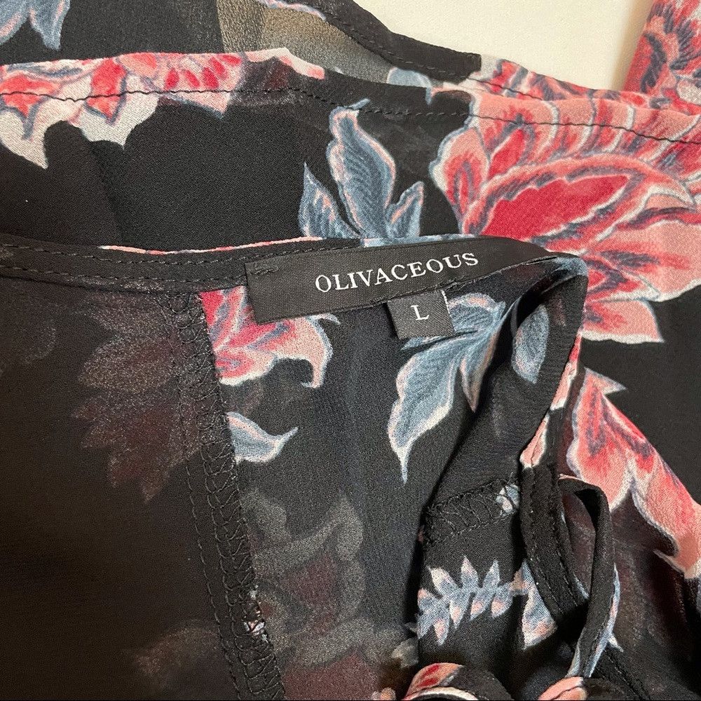 Other New Olivaceous Floral Long Sleeve V-Neck Blouse Size L Size L / US 10 / IT 46 - 7 Thumbnail