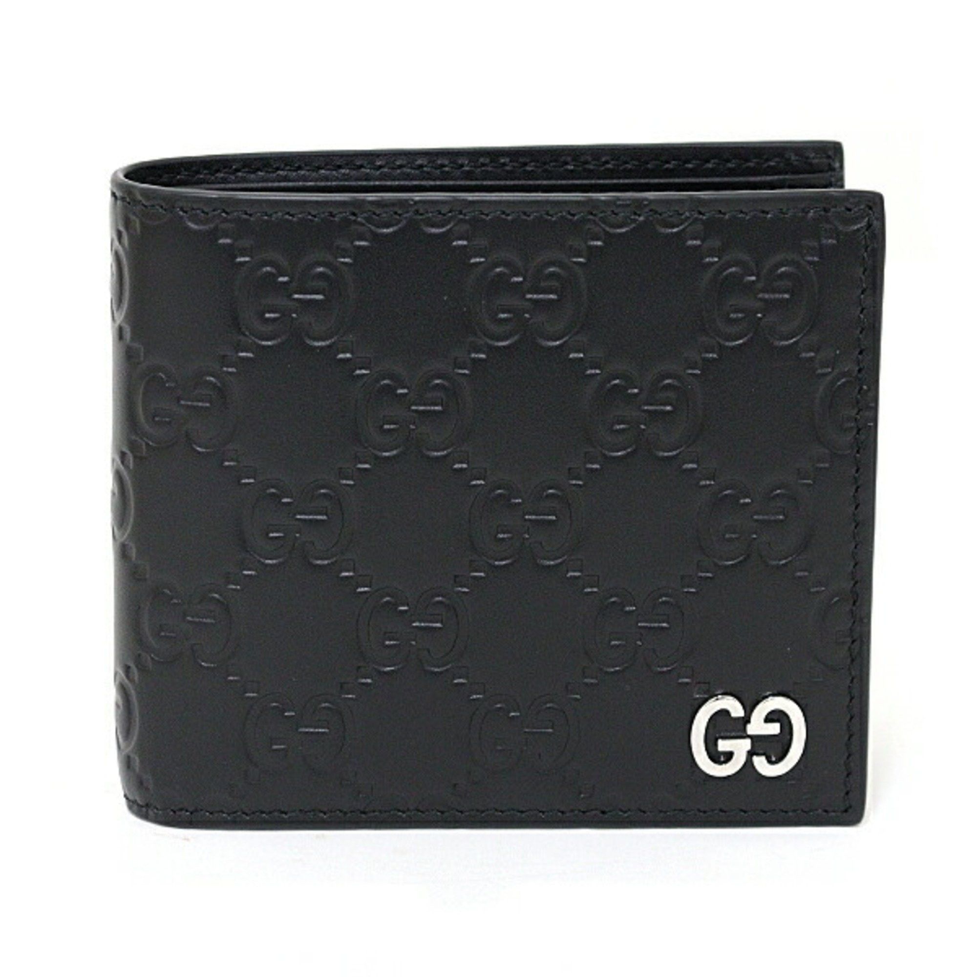 Gucci Coin Wallet Bi-Fold With Purse GG Guccissima 473922 Black Unused, Women's