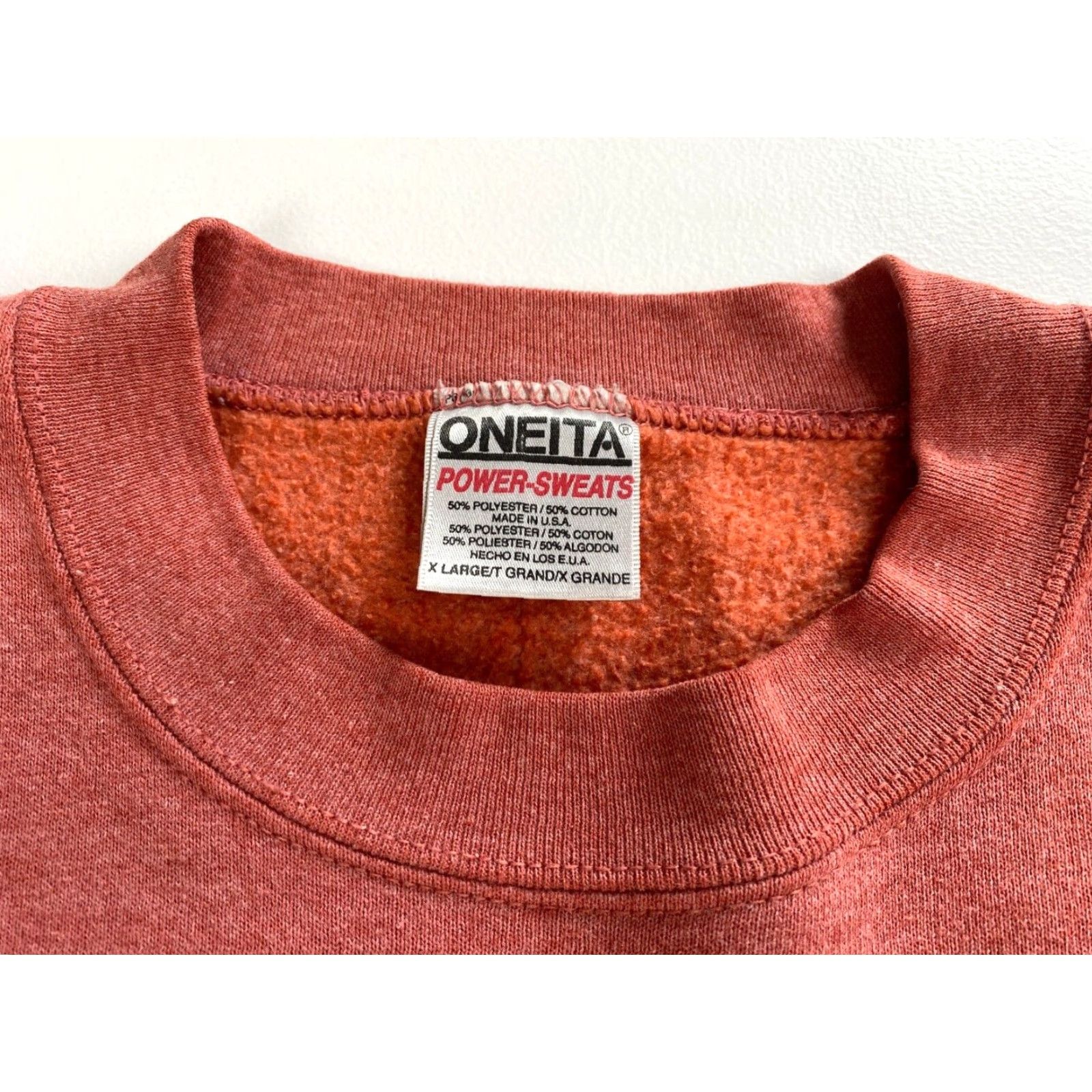 Vintage Oneita Vintage 90s Steamboat Sweatshirt XL Coral Puff Print Fleece Crew Neck Men’s Pullover Sweatshirt Size US XL / EU 56 / 4 - 6 Thumbnail