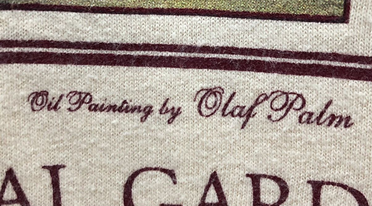 Vintage vintage Art In The Gardens Oil Painting By Olaf Palm TShirt Size US L / EU 52-54 / 3 - 4 Thumbnail