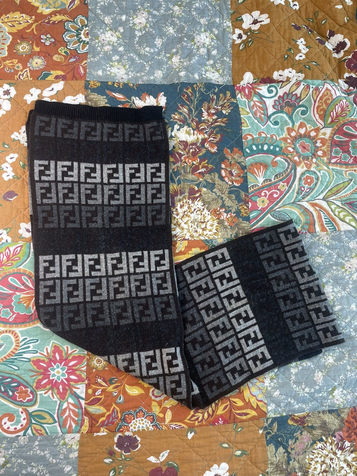 image of Fendi Monogram Scarf in Black, Men's