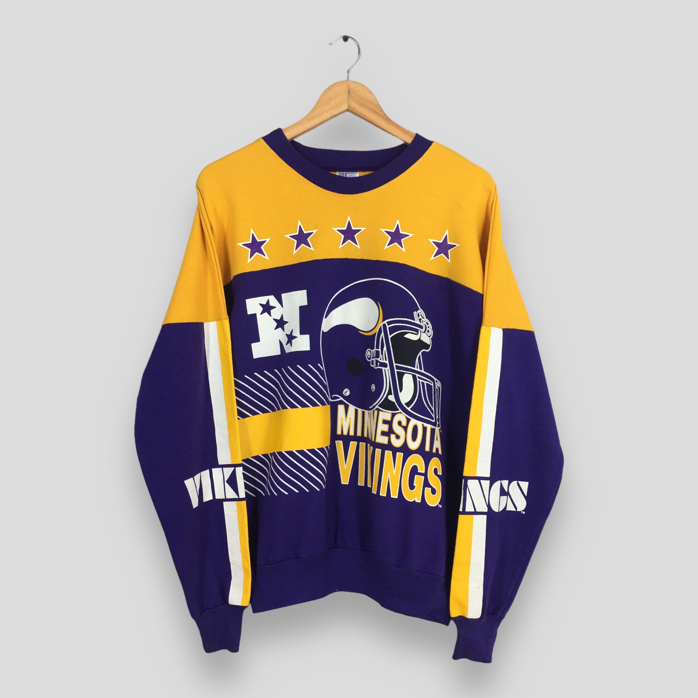 image of Vintage 90's Minnesota Vikings Nfl Rugby Sweatshirt Large, Men's