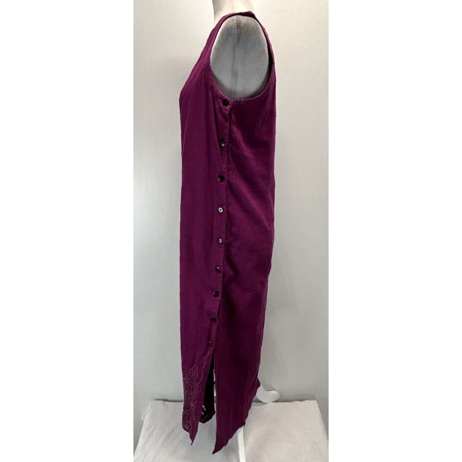 Vintage VINTAGE Bryn Connelly Purple Linen Blend Midi Dress Women's Medium Sleeveless Size M / US 6-8 / IT 42-44 - 2 Thumbnail