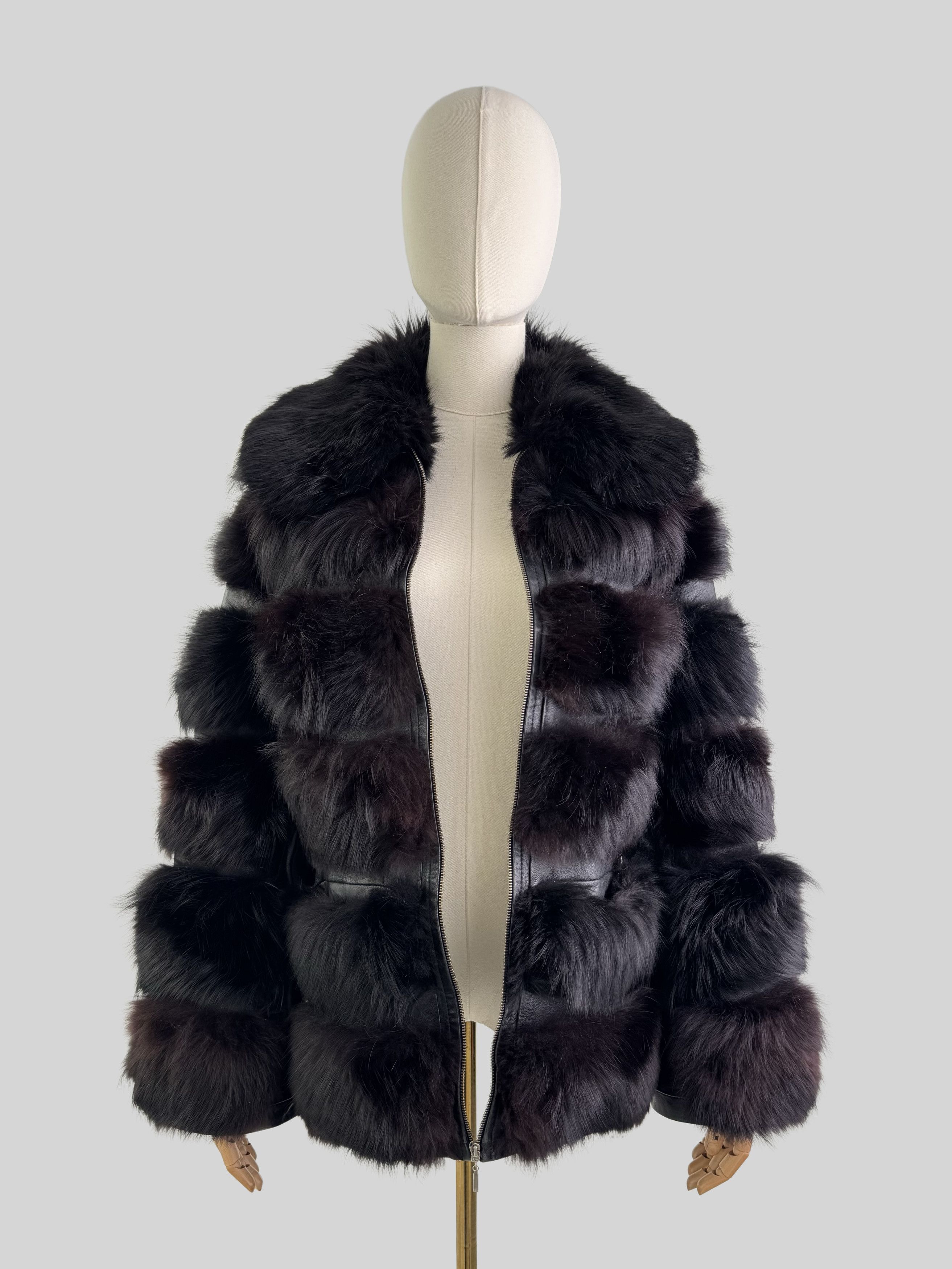 Vintage Women Vintage Leather Real Fur Jacket Winter Coat (D15) Size M / US 6-8 / IT 42-44 - 3 Thumbnail