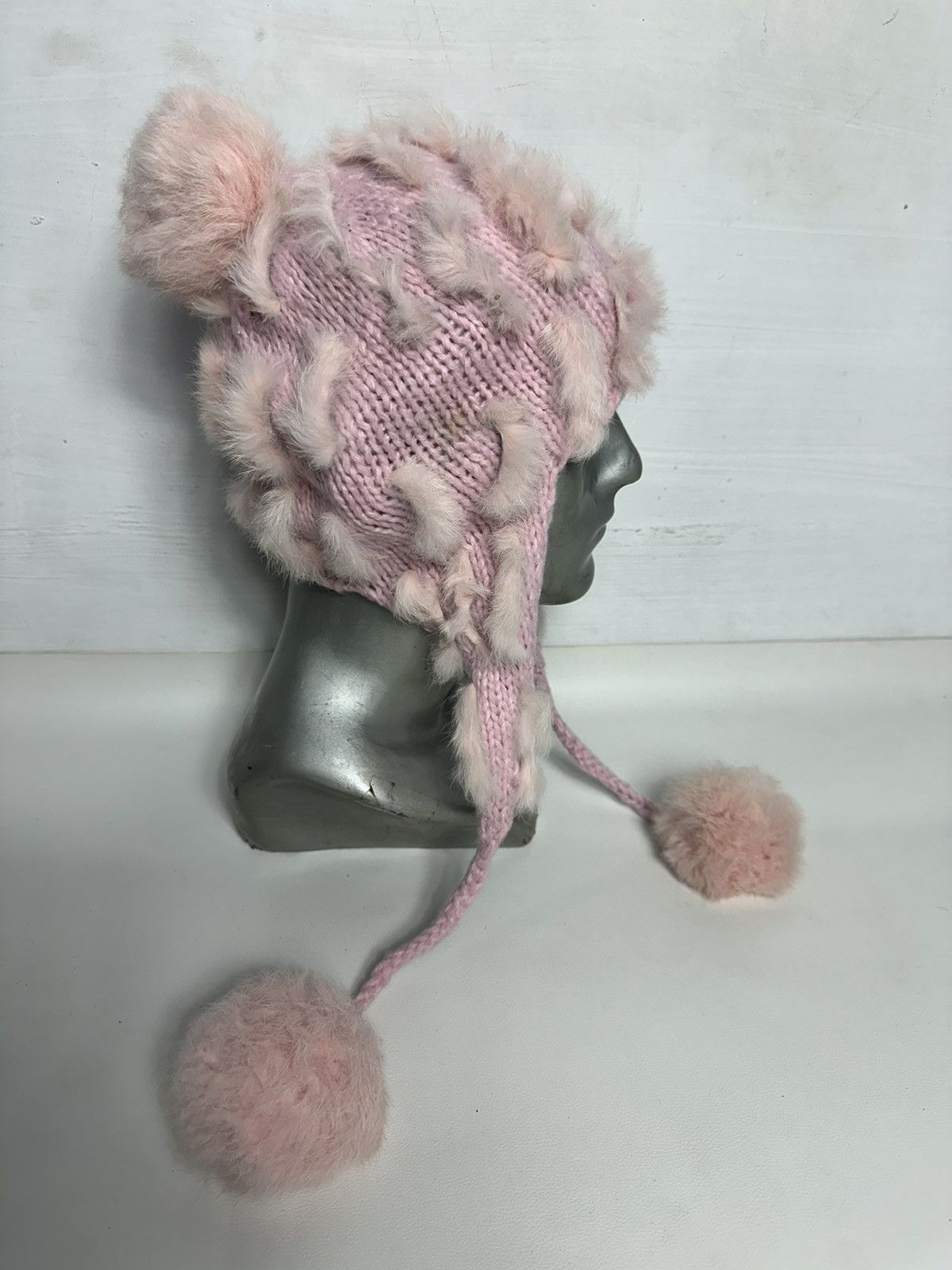 Japanese Brand Pink Trapper Hats Mix Fur Design Size ONE SIZE - 5 Thumbnail