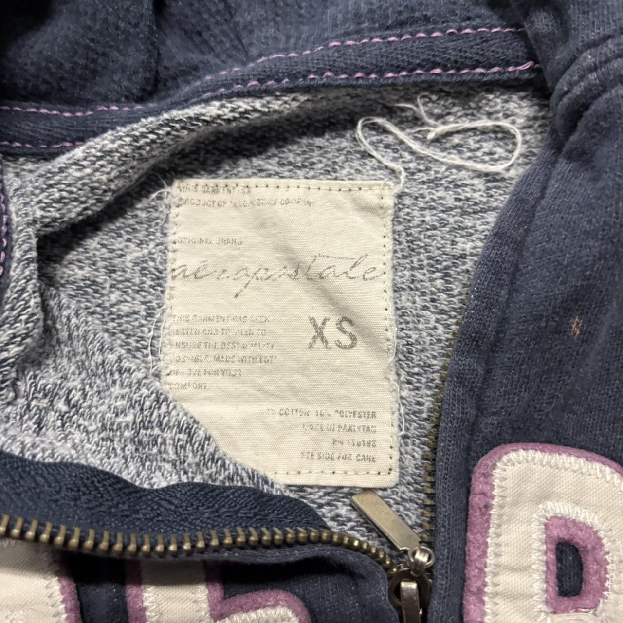 Aeropostale × Vintage Crazy Vintage Y2K/2000s Cute Navy Blue Aeropostale Aero Spellout Zip Up Hoodie! Size XS / US 0-2 / IT 36-38 - 6 Thumbnail