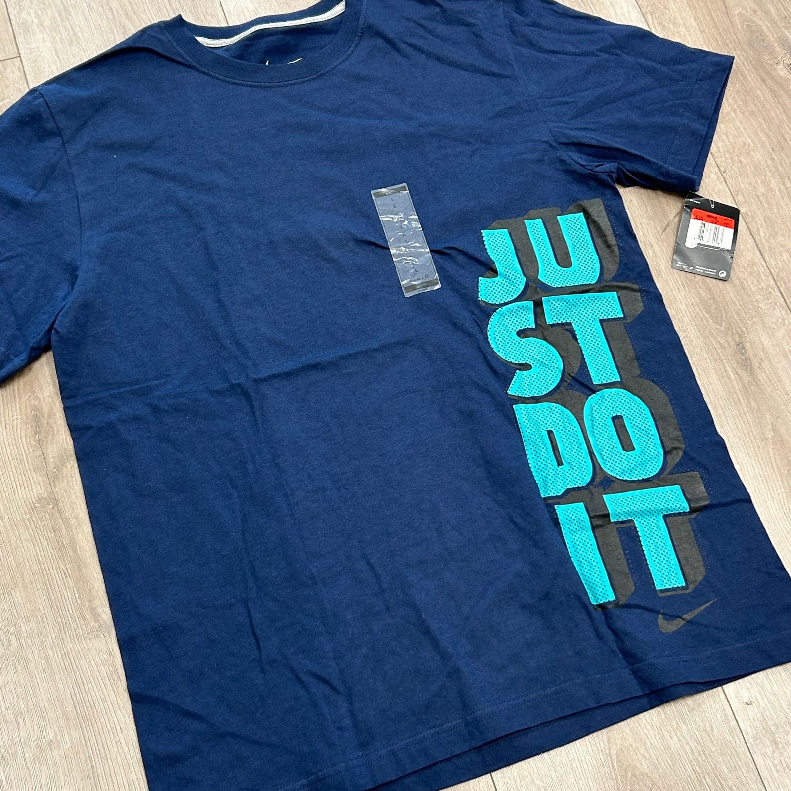 Nike New Nike Just Do It Vertical Logo Teal Navy Tee T Shirt Size US L / EU 52-54 / 3 - 2 Thumbnail
